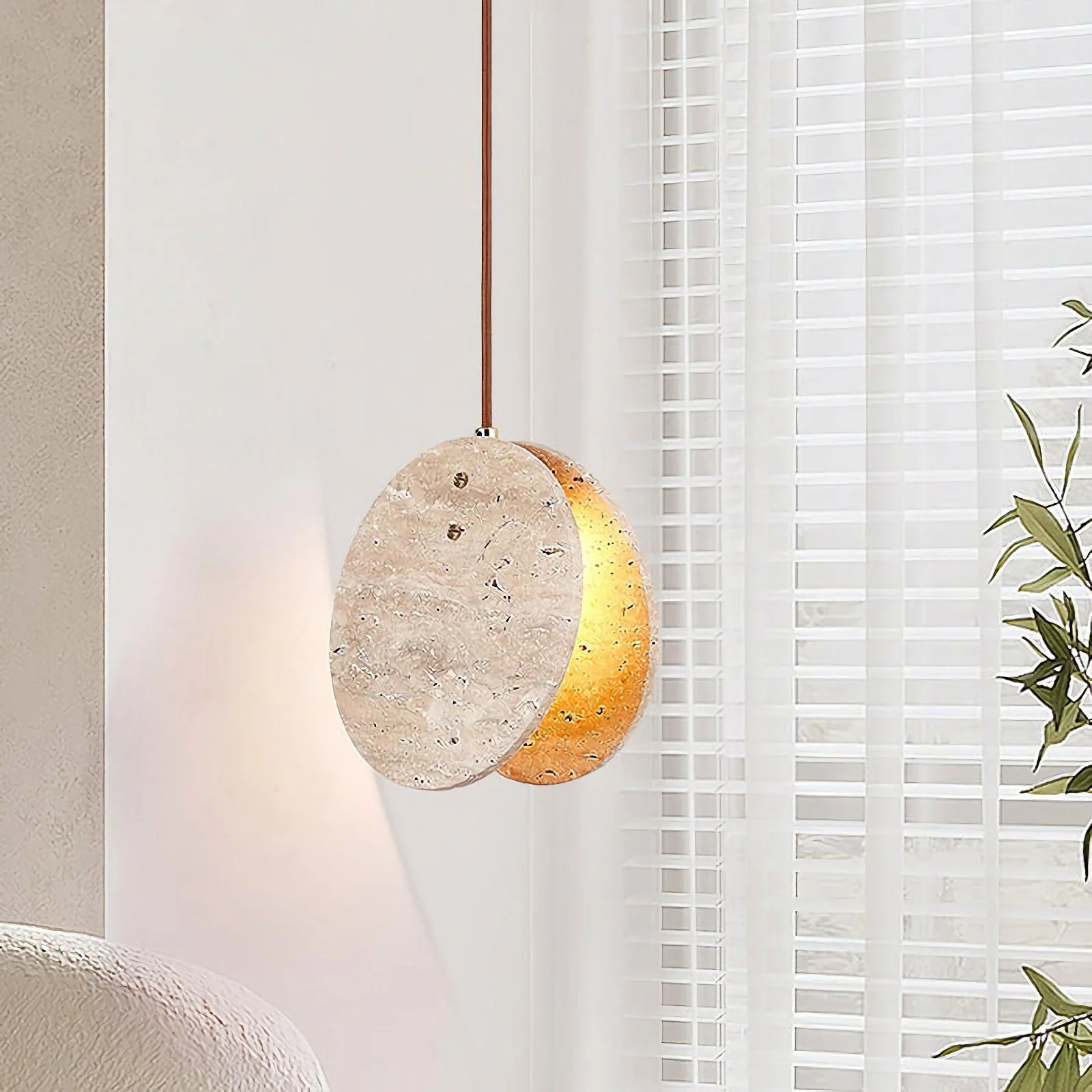Travertine Disc Pendant Lamp - Image 5