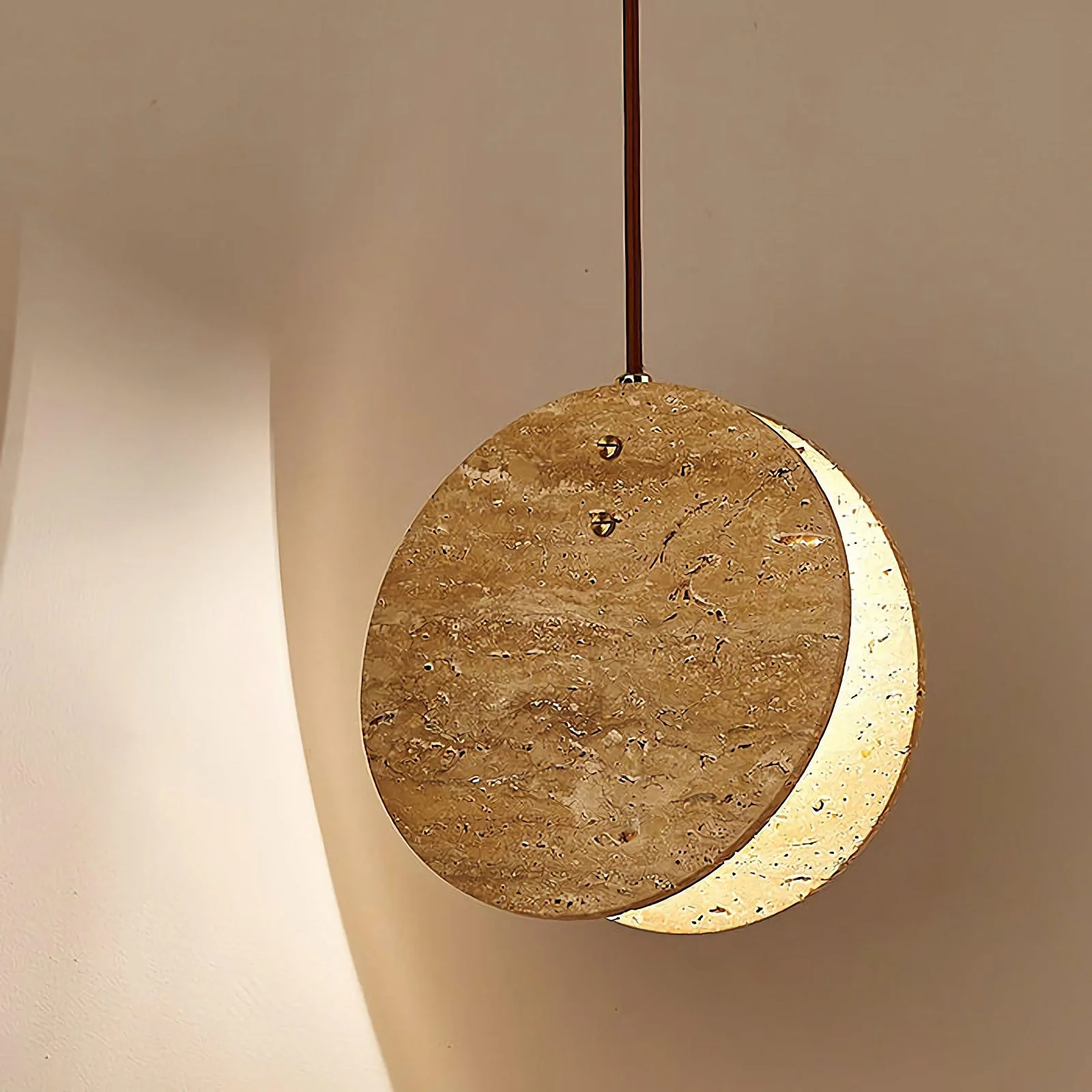 Travertine Disc Pendant Lamp - Image 8