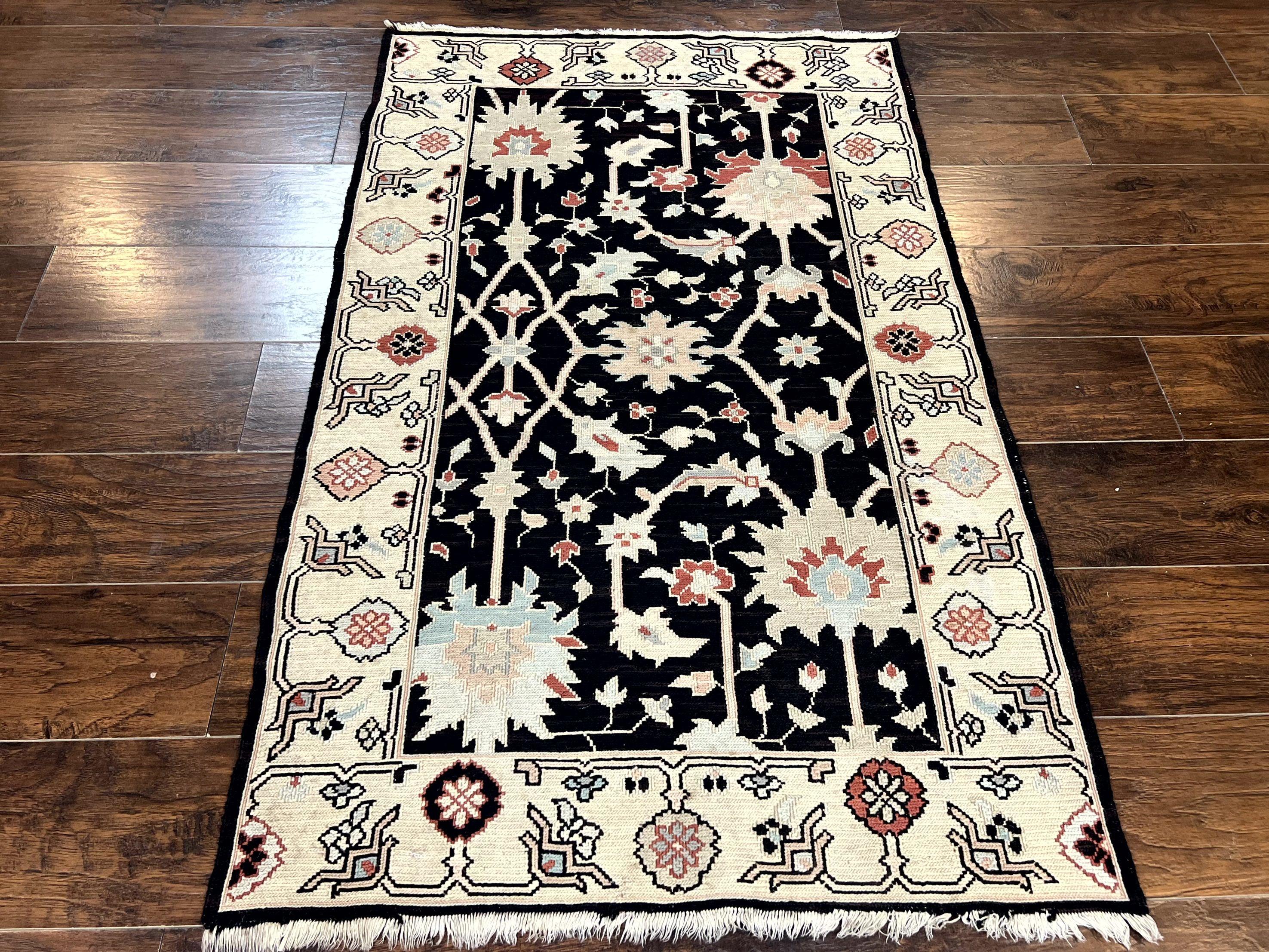 Turkish Flatweave Kilim Rug 3x5, Black, Handmade Vintage Wool Carpet - Image 12