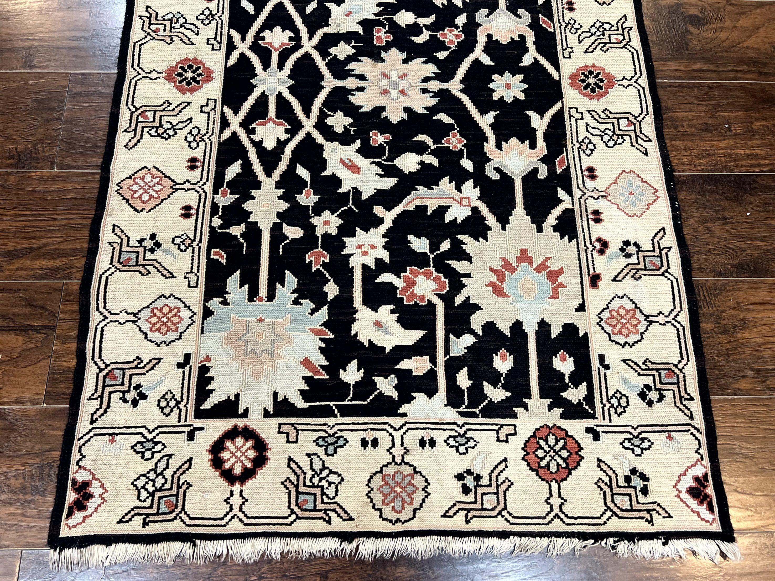 Turkish Flatweave Kilim Rug 3x5, Black, Handmade Vintage Wool Carpet - Image 5