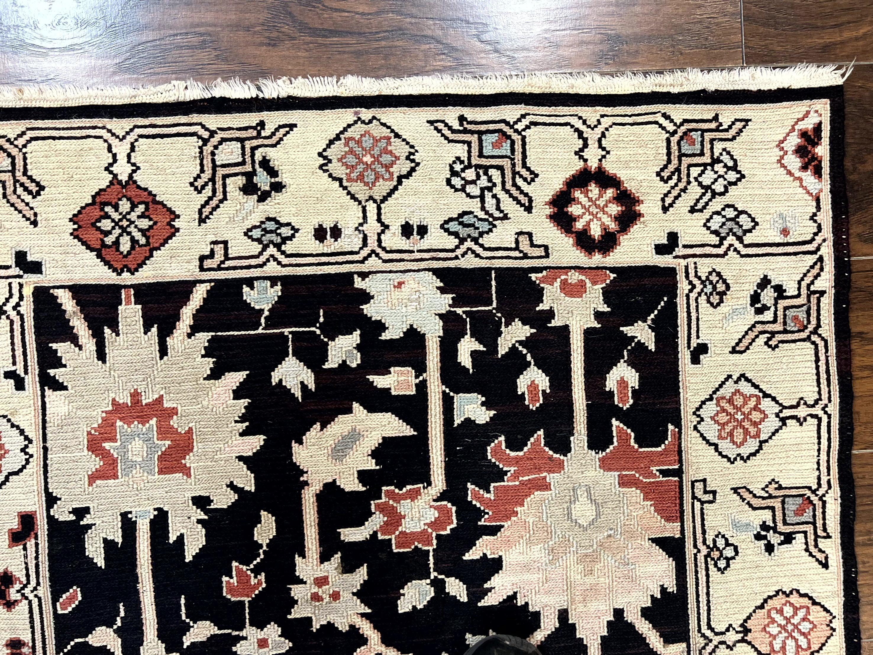 Turkish Flatweave Kilim Rug 3x5, Black, Handmade Vintage Wool Carpet - Image 7