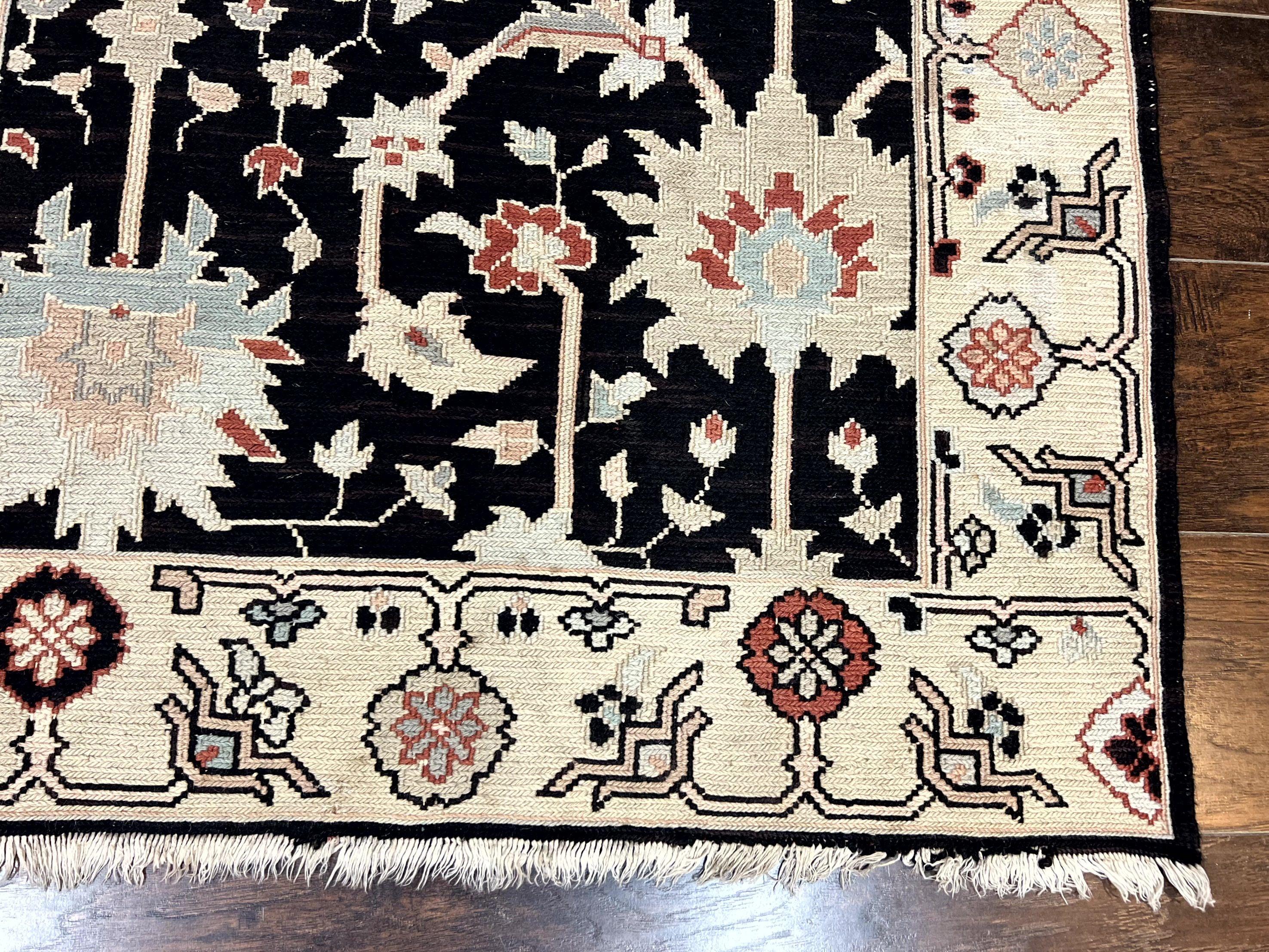 Turkish Flatweave Kilim Rug 3x5, Black, Handmade Vintage Wool Carpet - Image 9