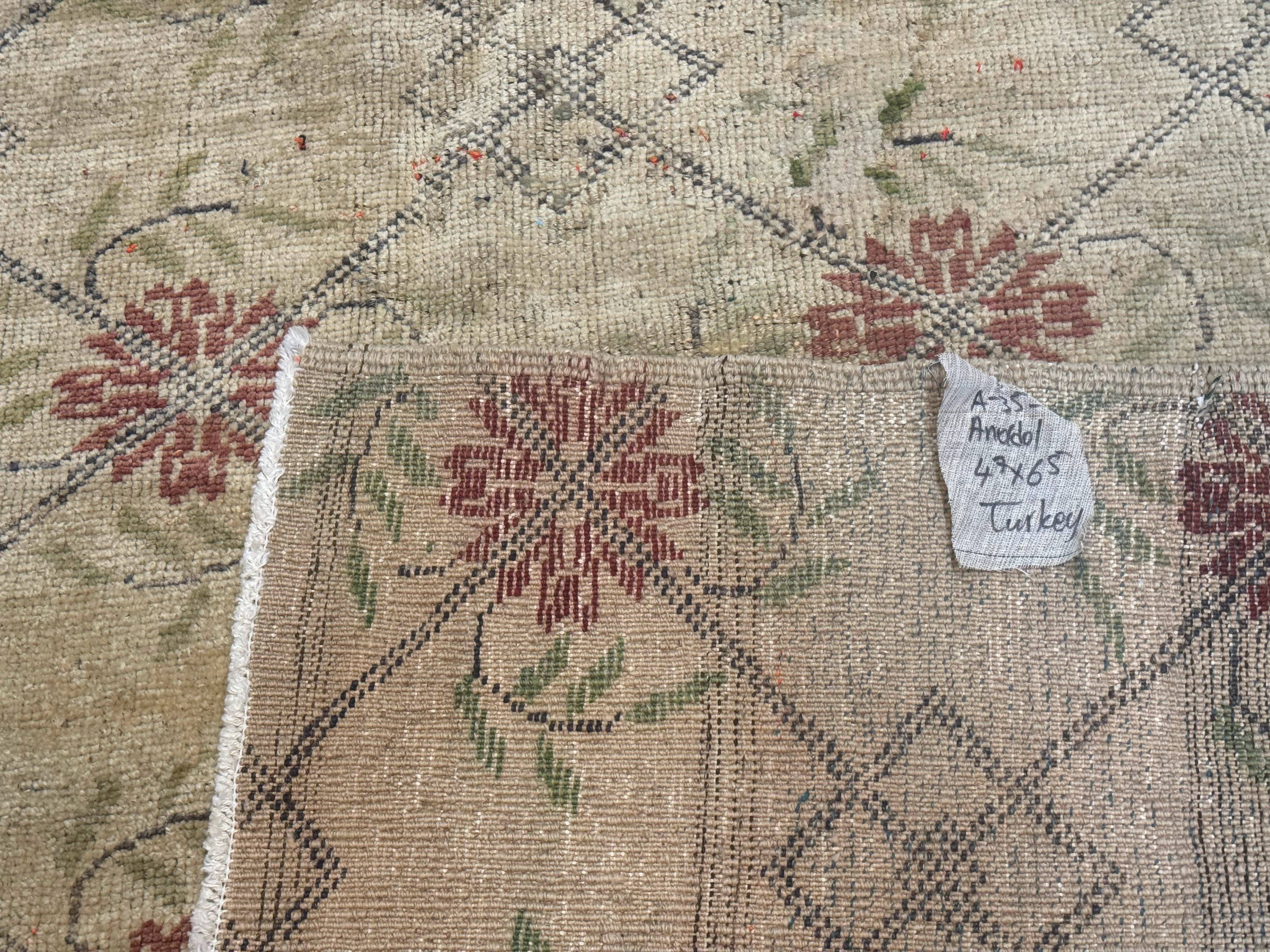 Turkish Rug 5x6, Oushak Carpet, Beige - Image 10