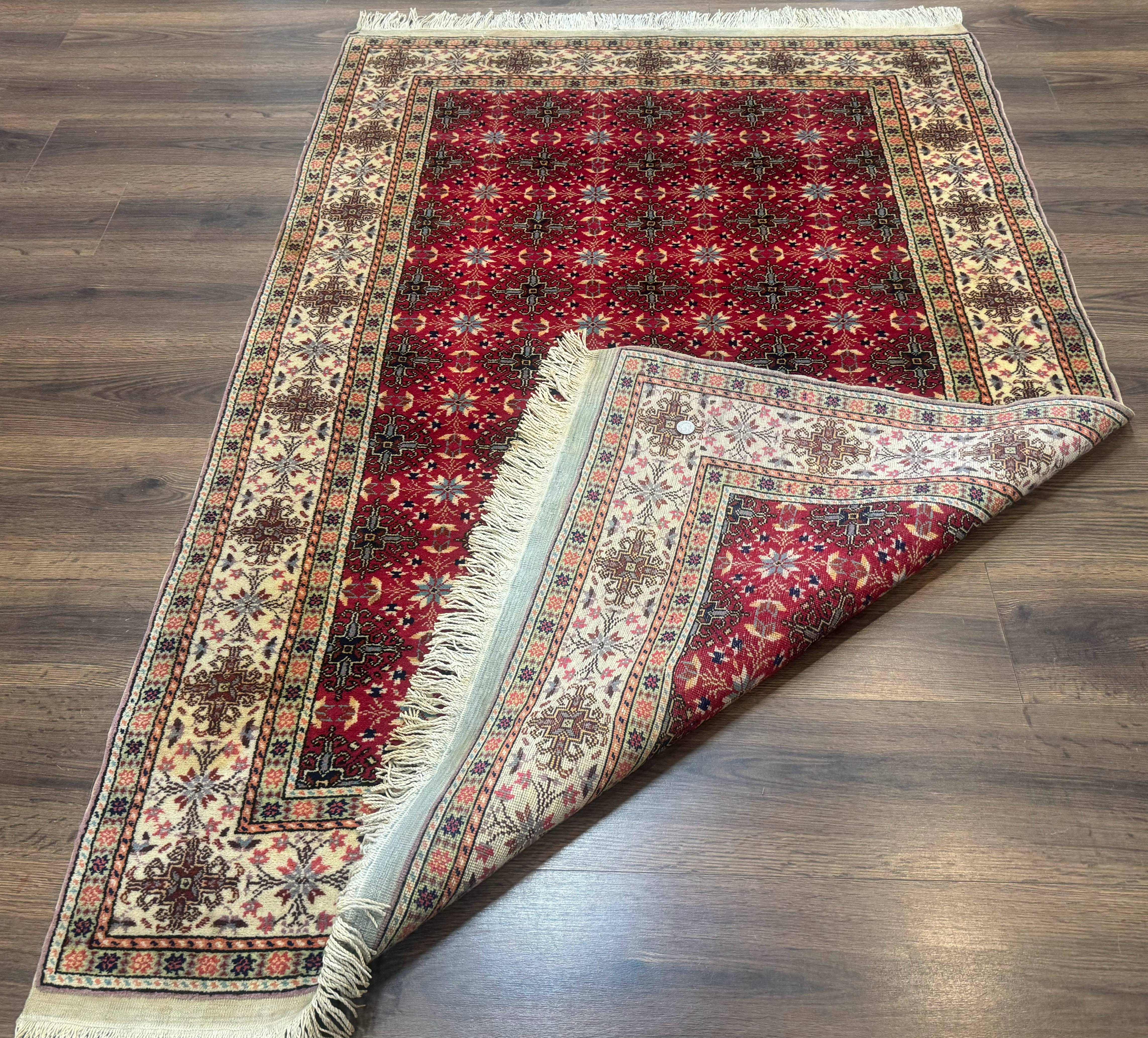 Turkish Sivas Rug 4x6, Red and Cream, Allover Design, Handmade Vintage - Image 11