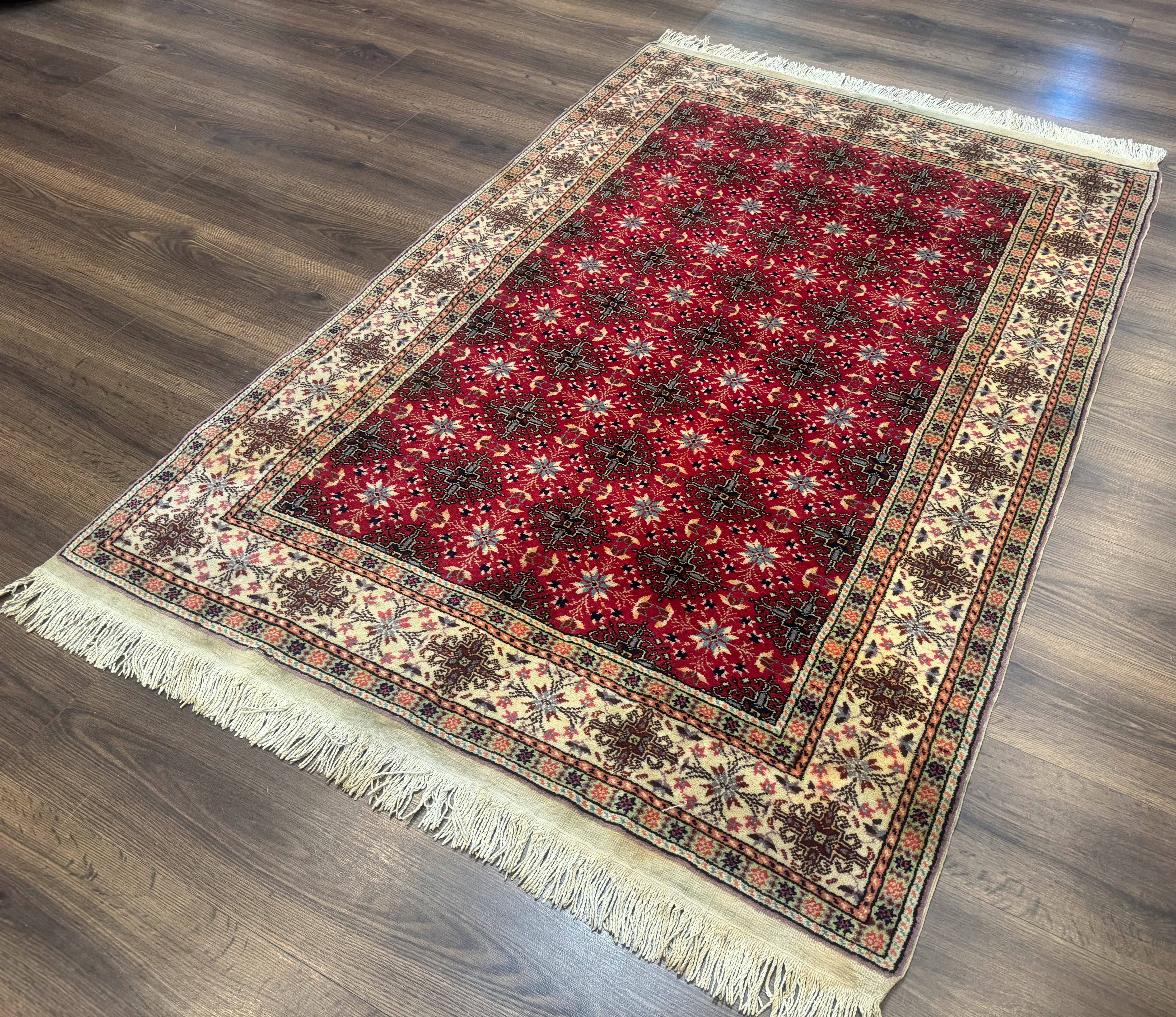Turkish Sivas Rug 4x6, Red and Cream, Allover Design, Handmade Vintage - Image 2