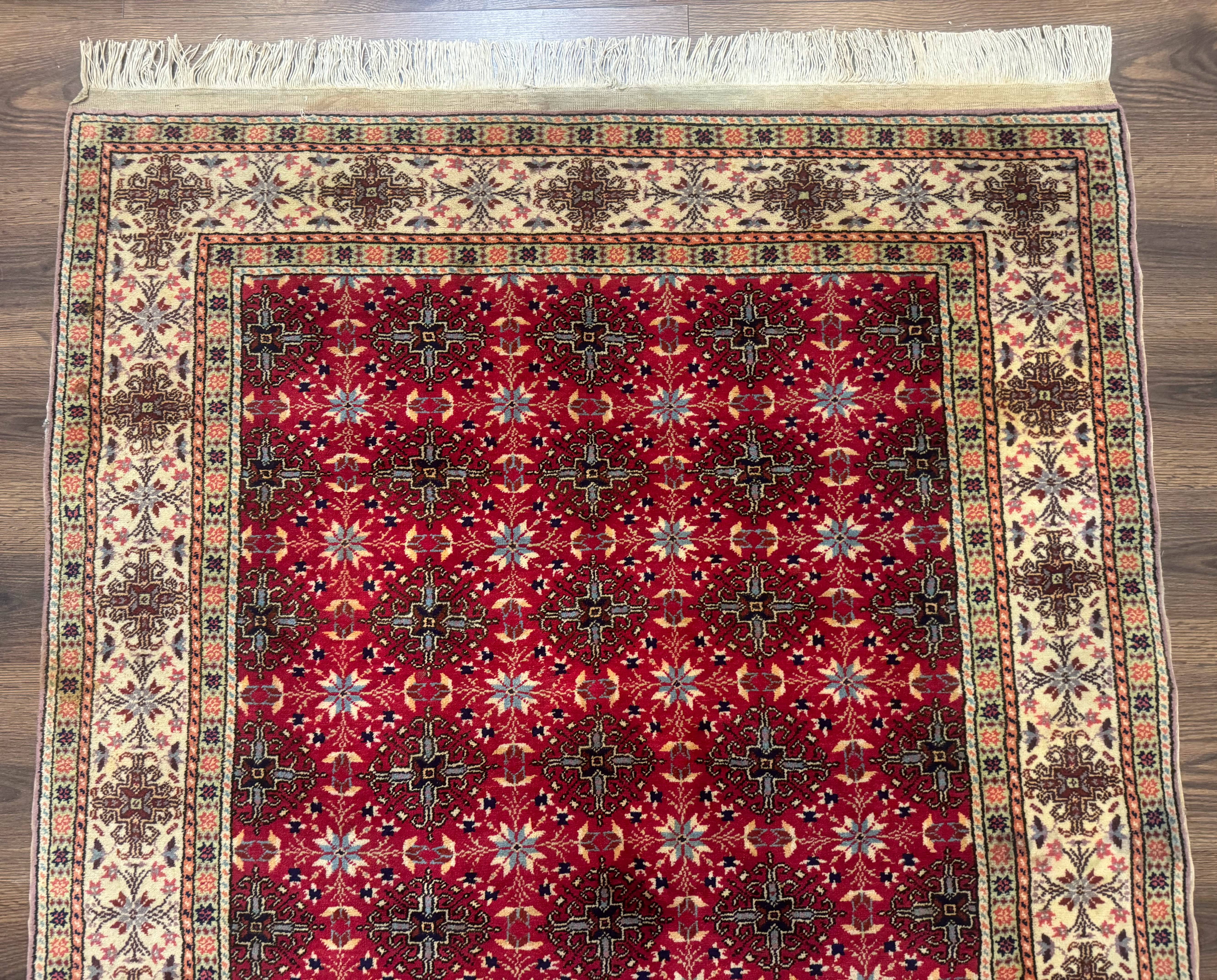 Turkish Sivas Rug 4x6, Red and Cream, Allover Design, Handmade Vintage - Image 3