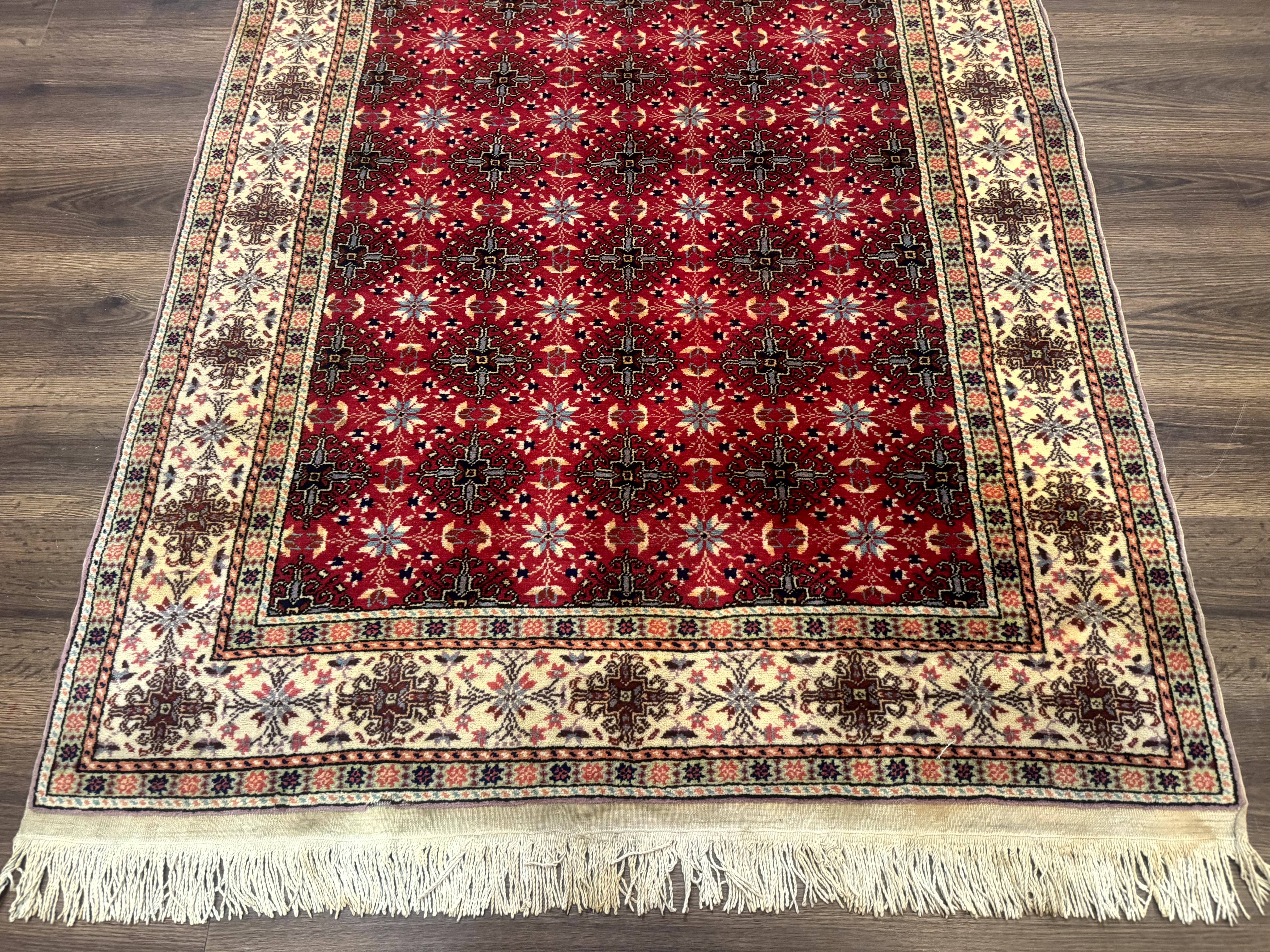 Turkish Sivas Rug 4x6, Red and Cream, Allover Design, Handmade Vintage - Image 5