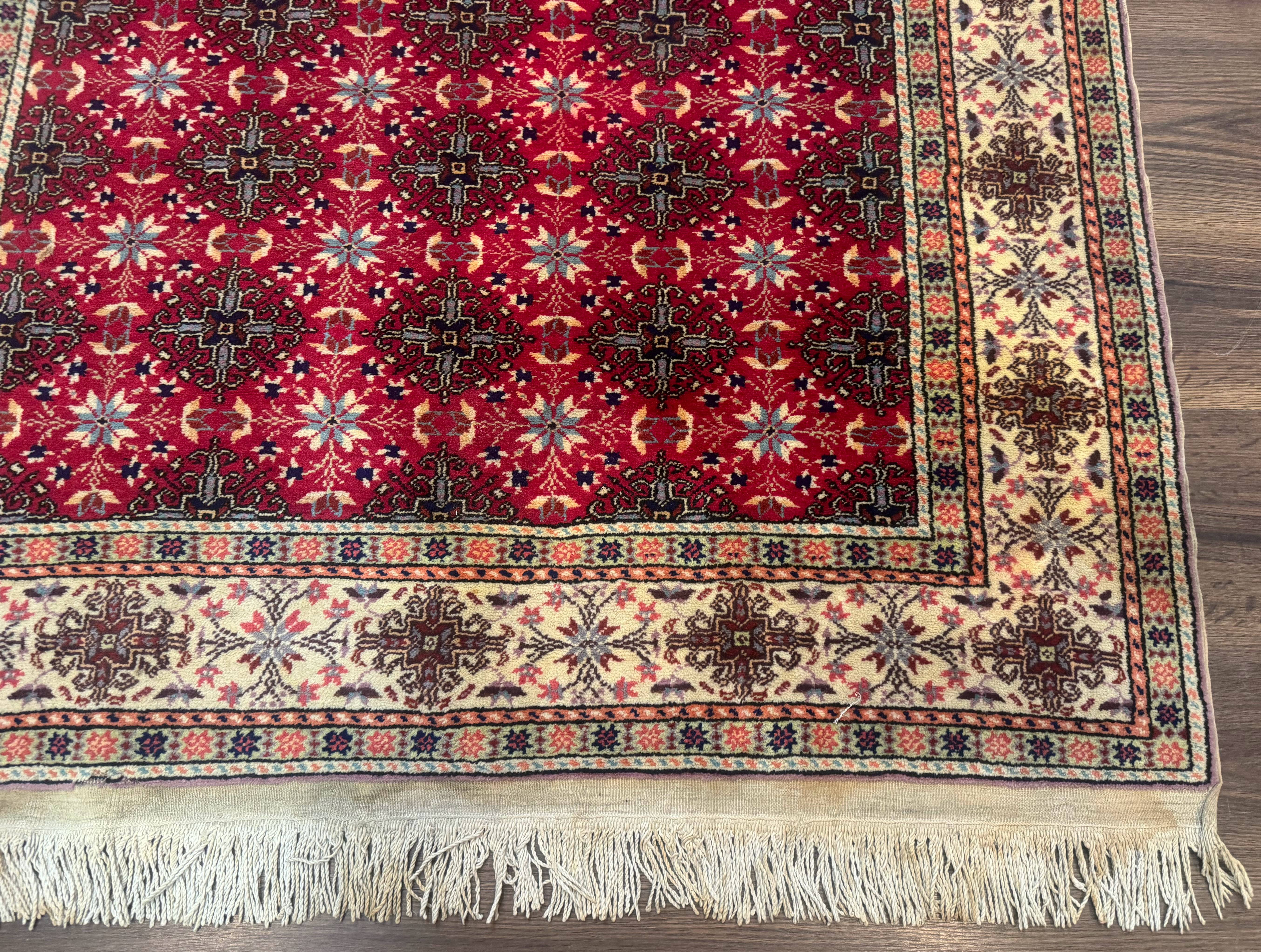 Turkish Sivas Rug 4x6, Red and Cream, Allover Design, Handmade Vintage - Image 9