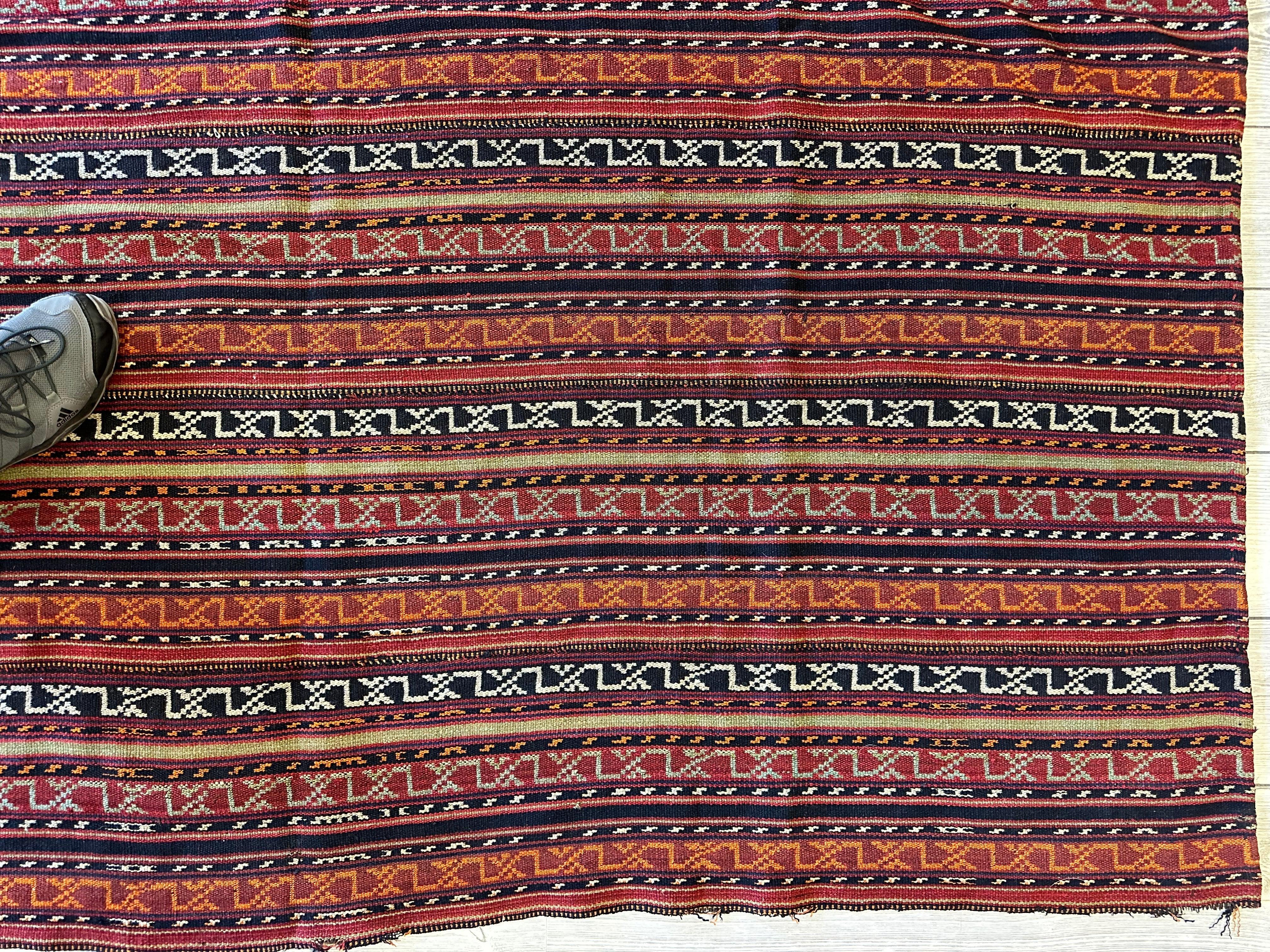 UNIQUE Antique Square Azerbijani Shahsavan Jajim Rug 6’4” x 6’8” - Image 11