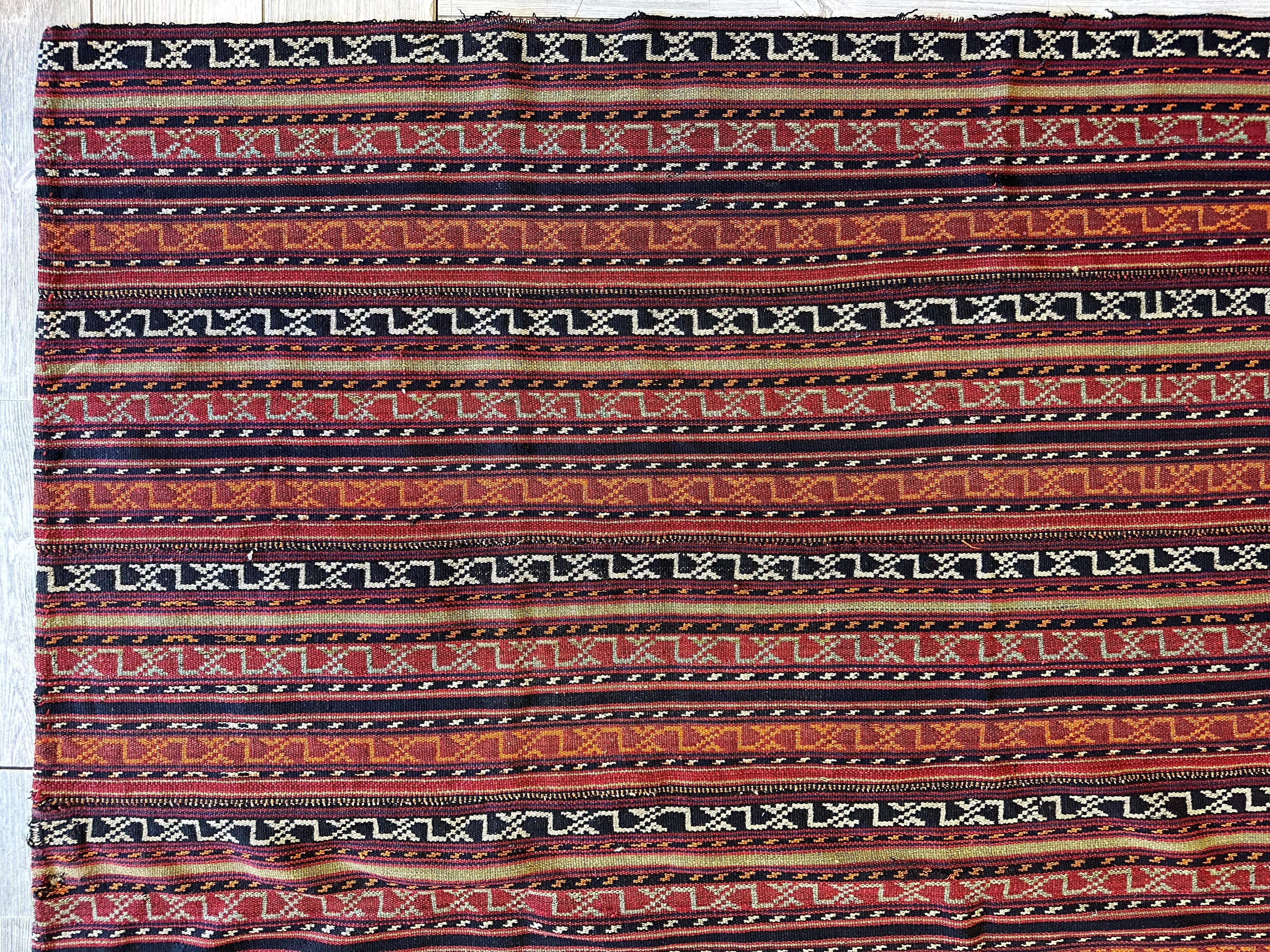 UNIQUE Antique Square Azerbijani Shahsavan Jajim Rug 6’4” x 6’8” - Image 4