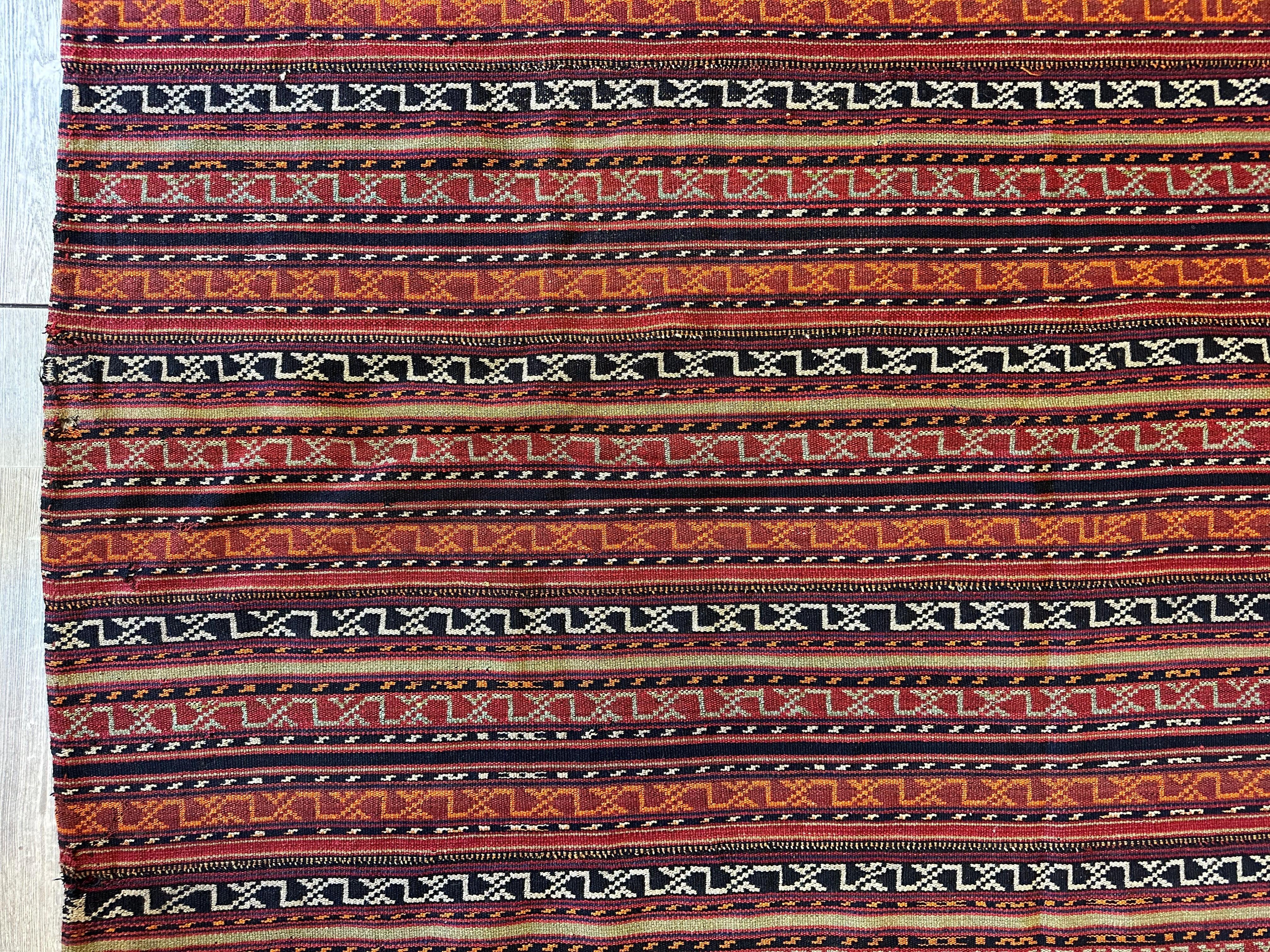 UNIQUE Antique Square Azerbijani Shahsavan Jajim Rug 6’4” x 6’8” - Image 5