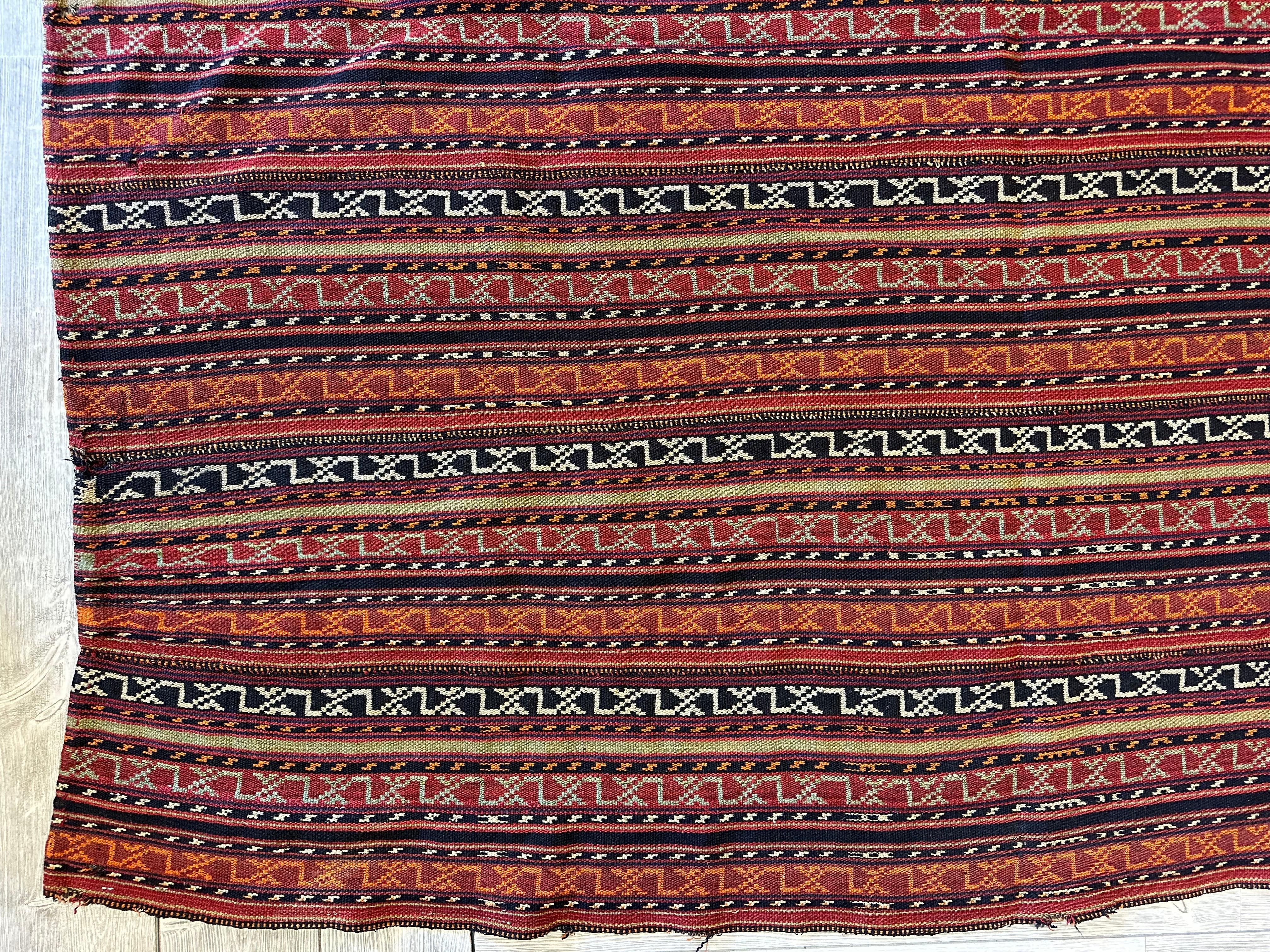 UNIQUE Antique Square Azerbijani Shahsavan Jajim Rug 6’4” x 6’8” - Image 6