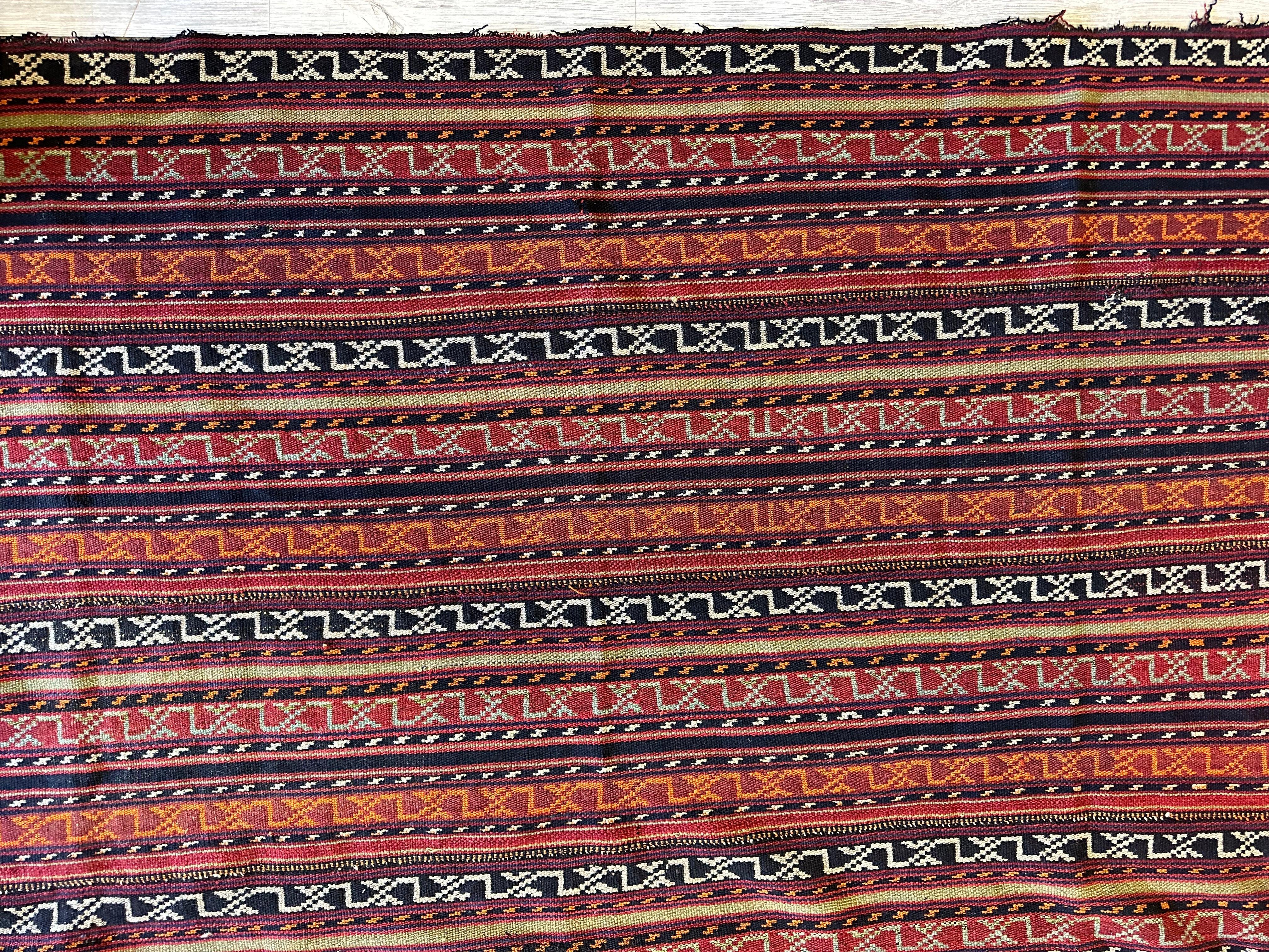 UNIQUE Antique Square Azerbijani Shahsavan Jajim Rug 6’4” x 6’8” - Image 7