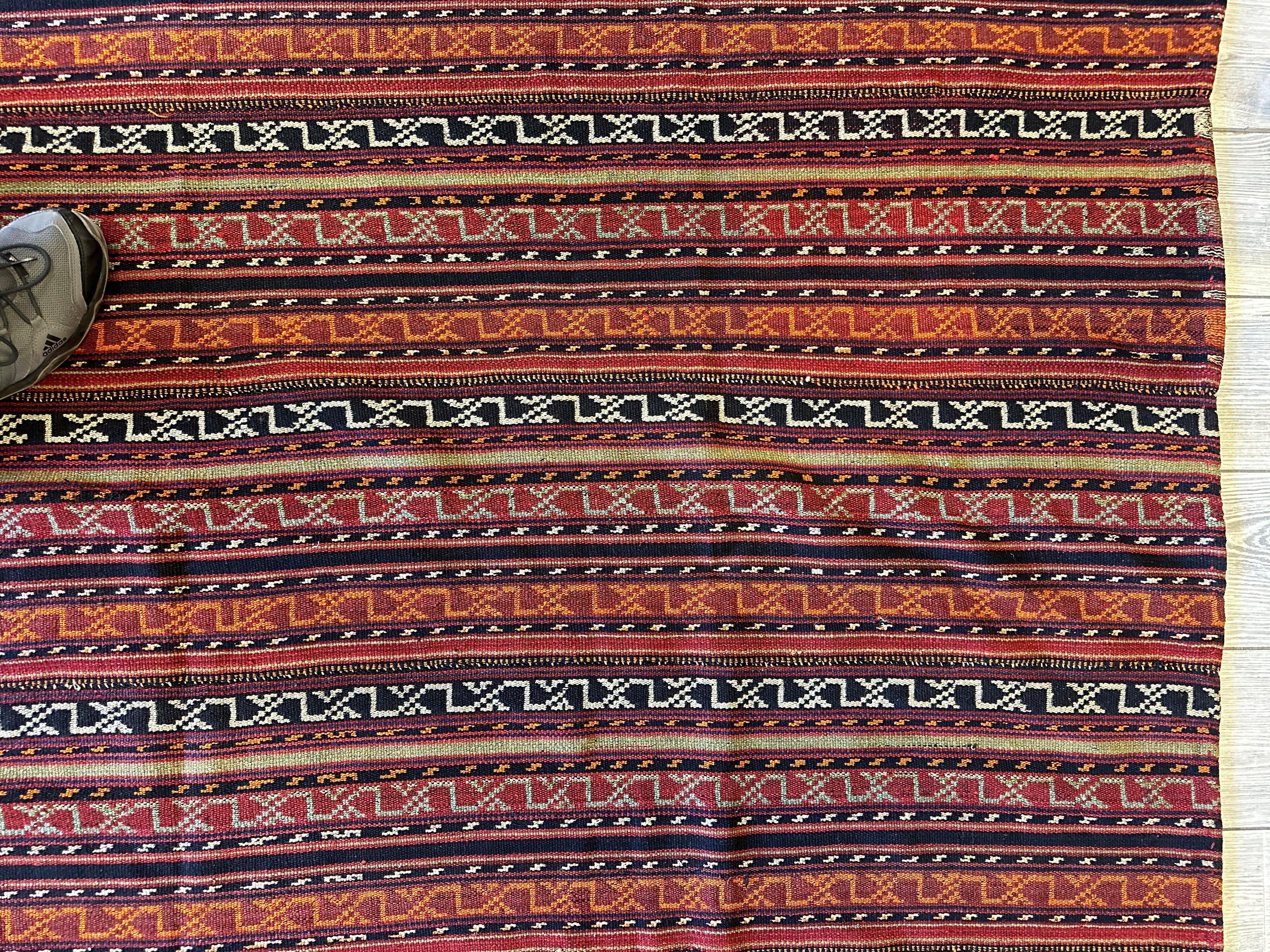 UNIQUE Antique Square Azerbijani Shahsavan Jajim Rug 6’4” x 6’8” - Image 8