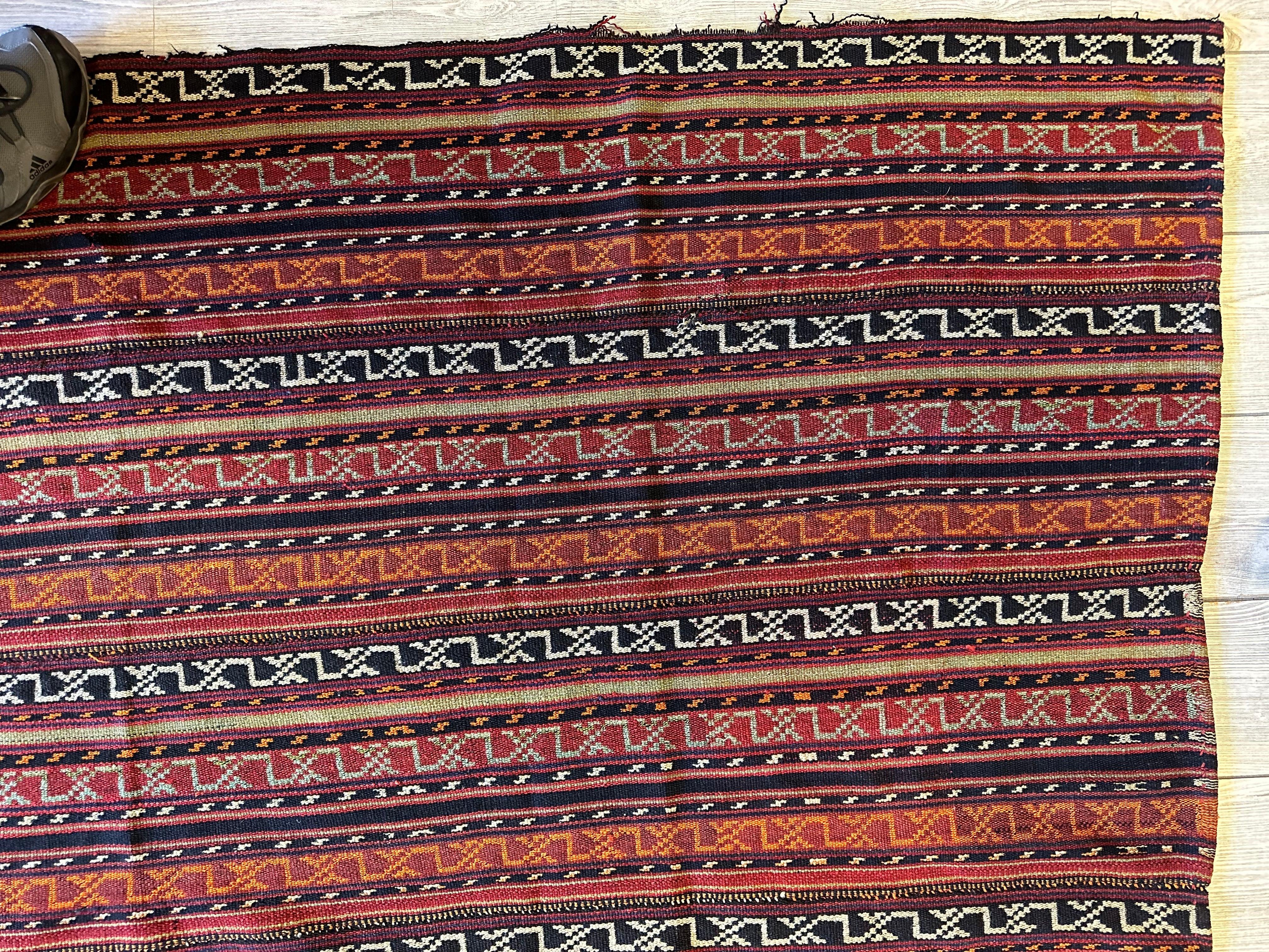 UNIQUE Antique Square Azerbijani Shahsavan Jajim Rug 6’4” x 6’8” - Image 9