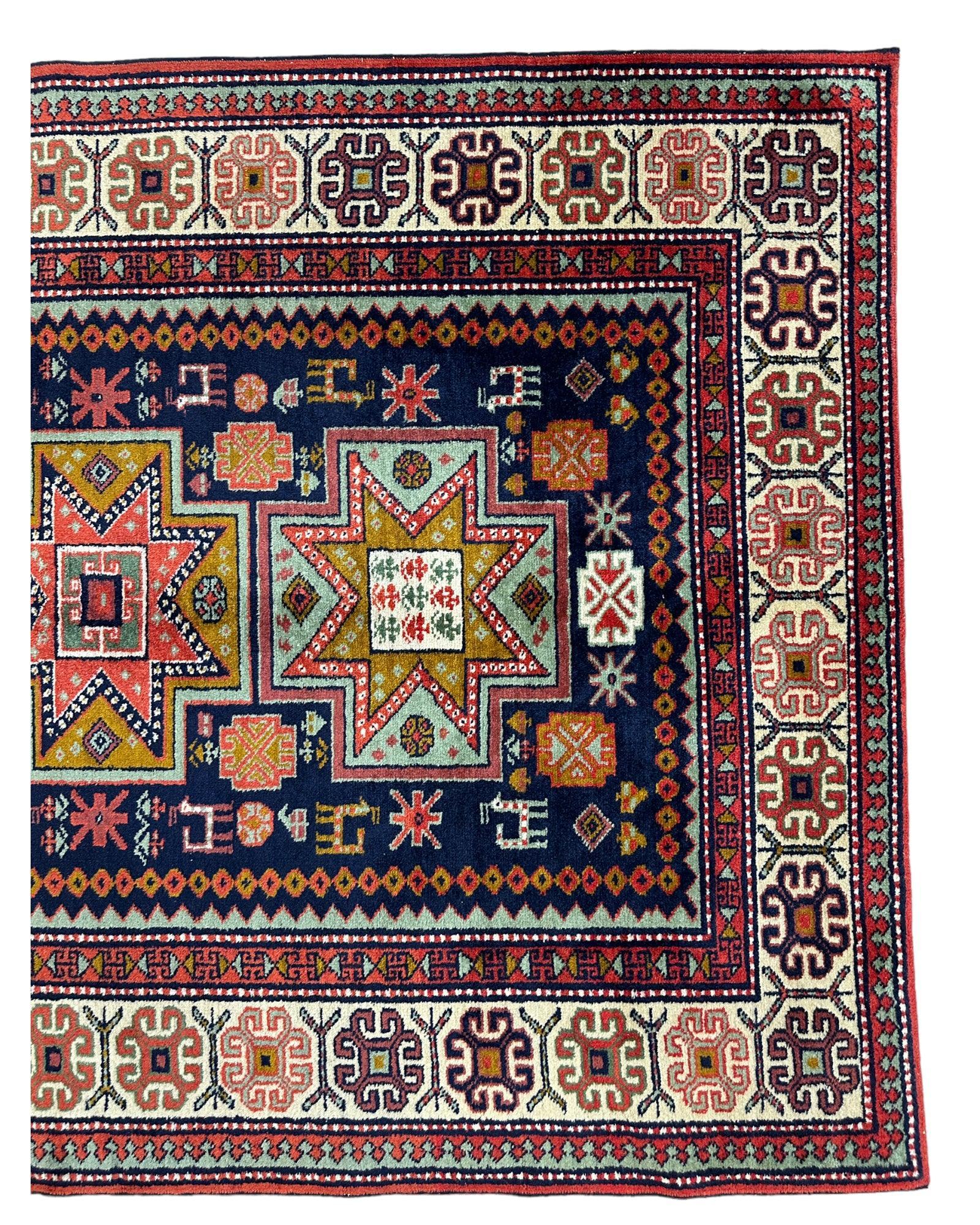 Vintage Armenian Karabakh/Artsakh Wool Rug | 1960s Hand-Knotted 4x7 - Image 5