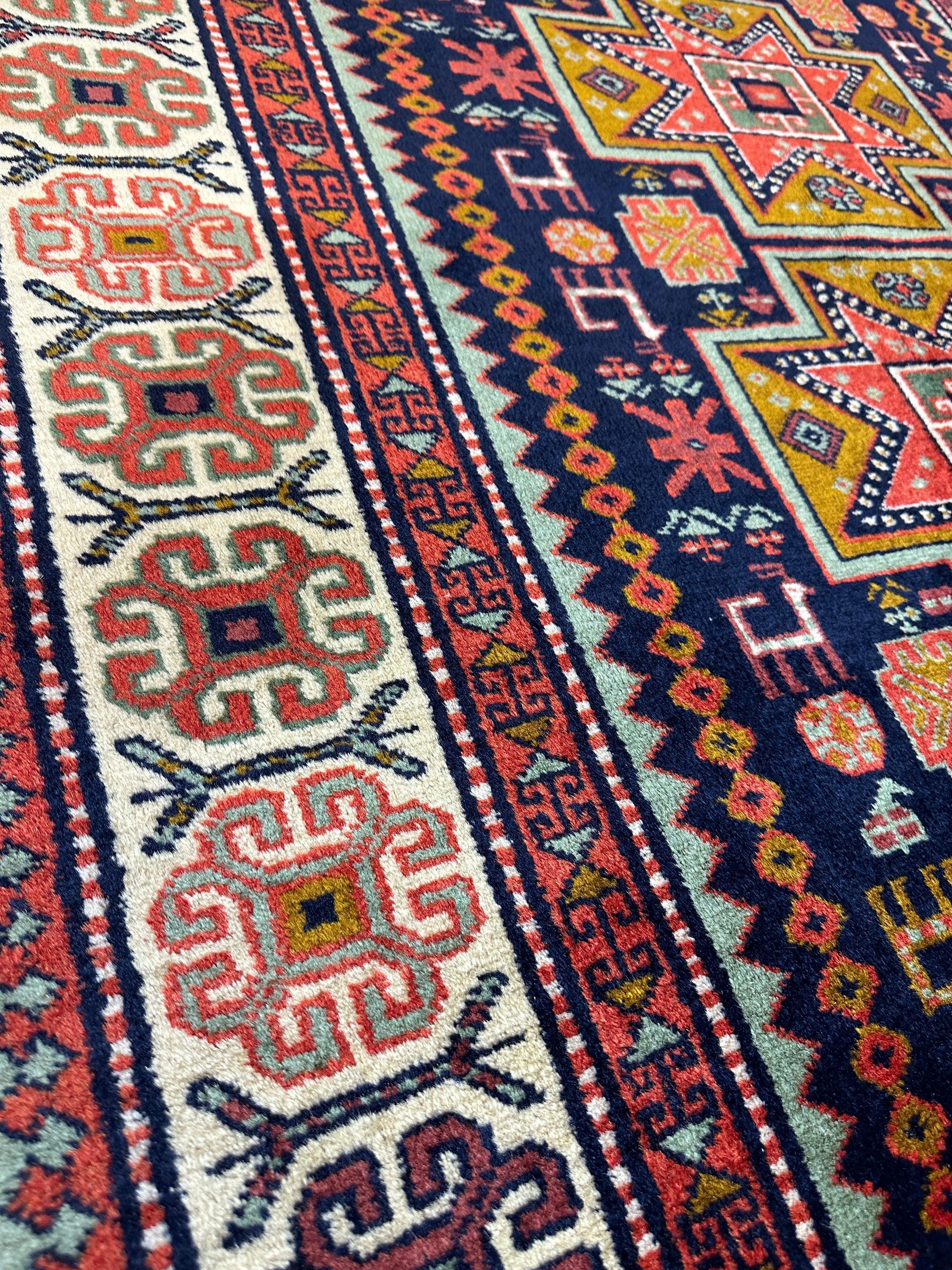 Vintage Armenian Karabakh/Artsakh Wool Rug | 1960s Hand-Knotted 4x7 - Image 6