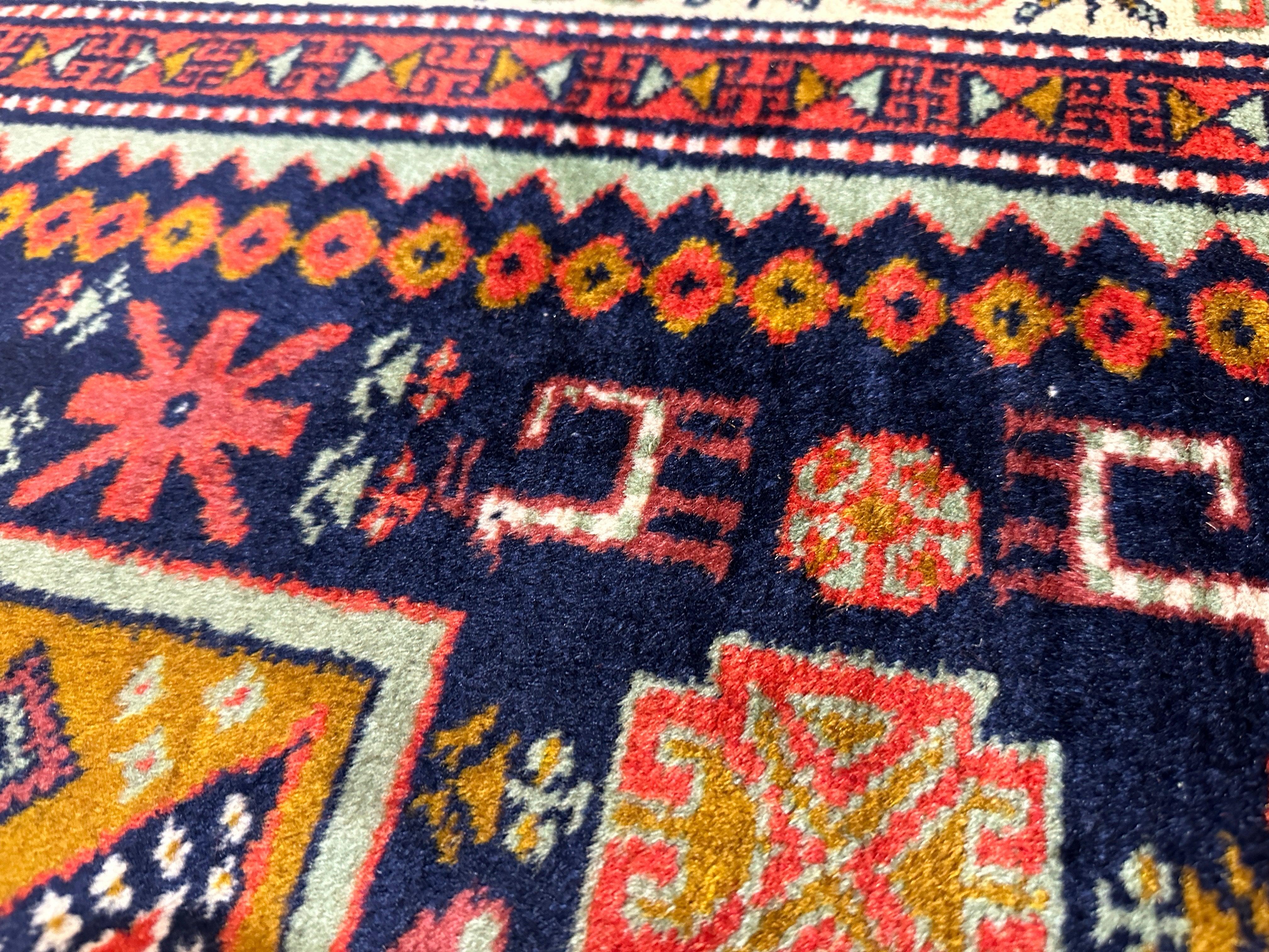 Vintage Armenian Karabakh/Artsakh Wool Rug | 1960s Hand-Knotted 4x7 - Image 7
