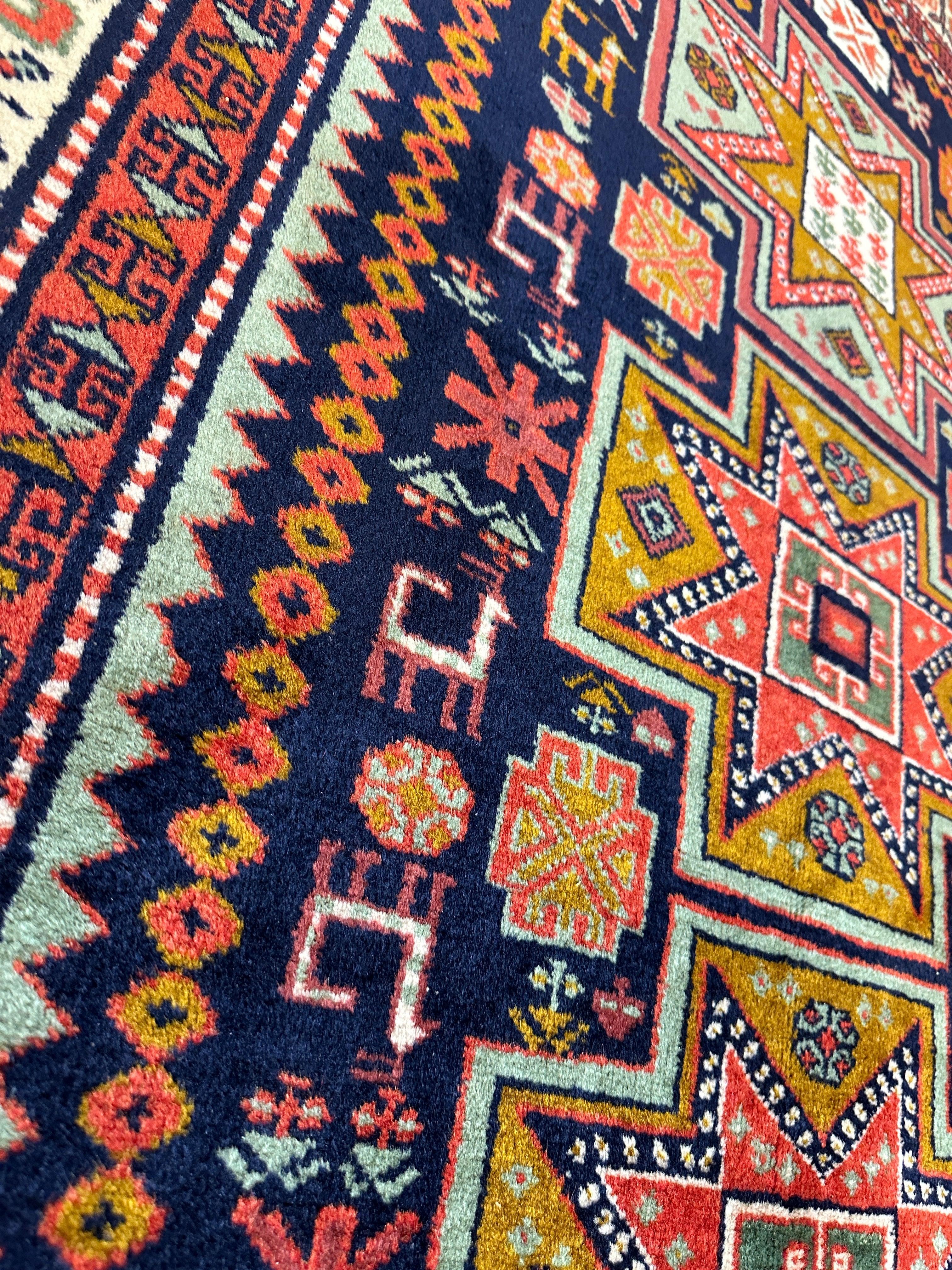 Vintage Armenian Karabakh/Artsakh Wool Rug | 1960s Hand-Knotted 4x7 - Image 8