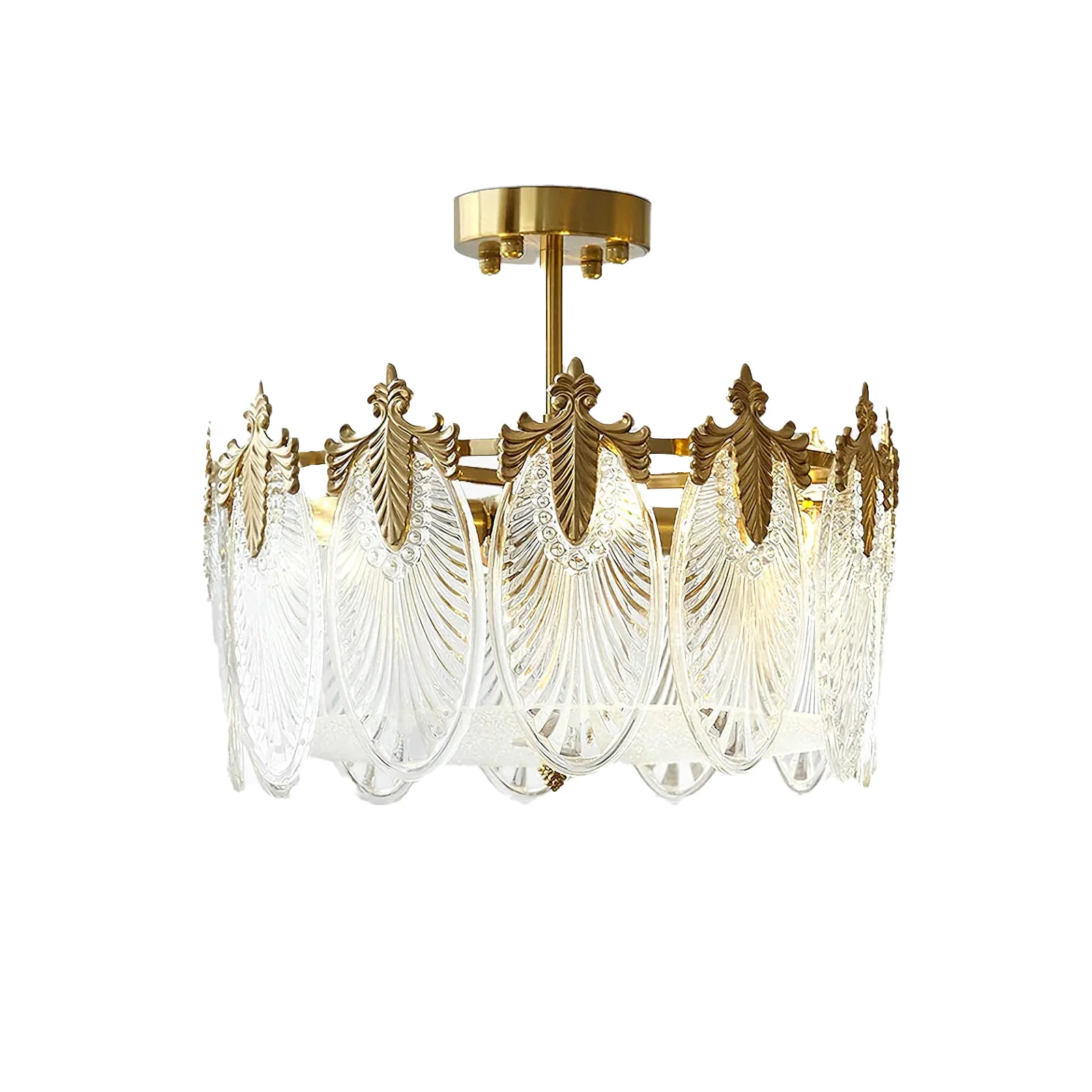Vintage Glass Leaf Round Chandelier