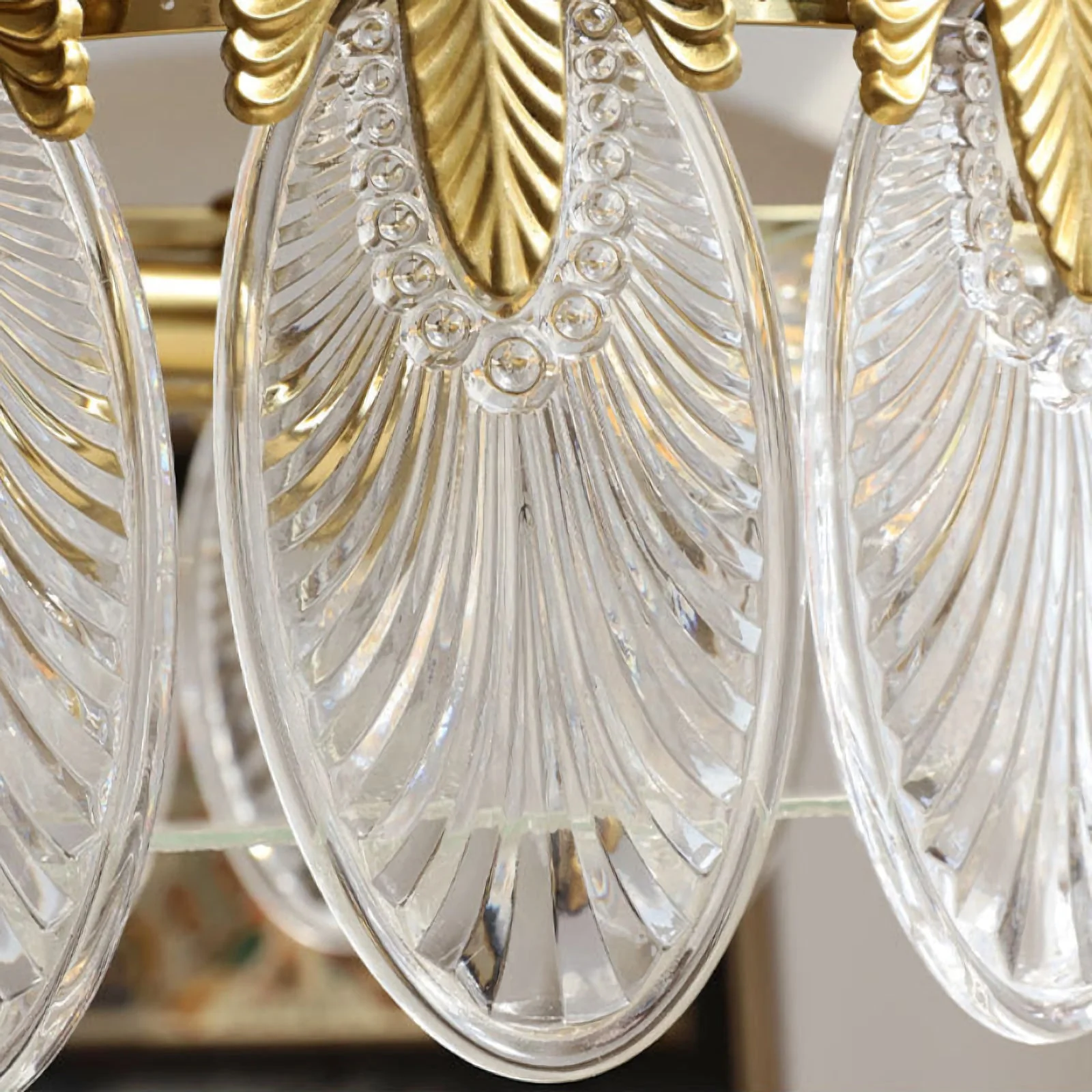 Vintage Glass Leaf Round Chandelier - Image 14