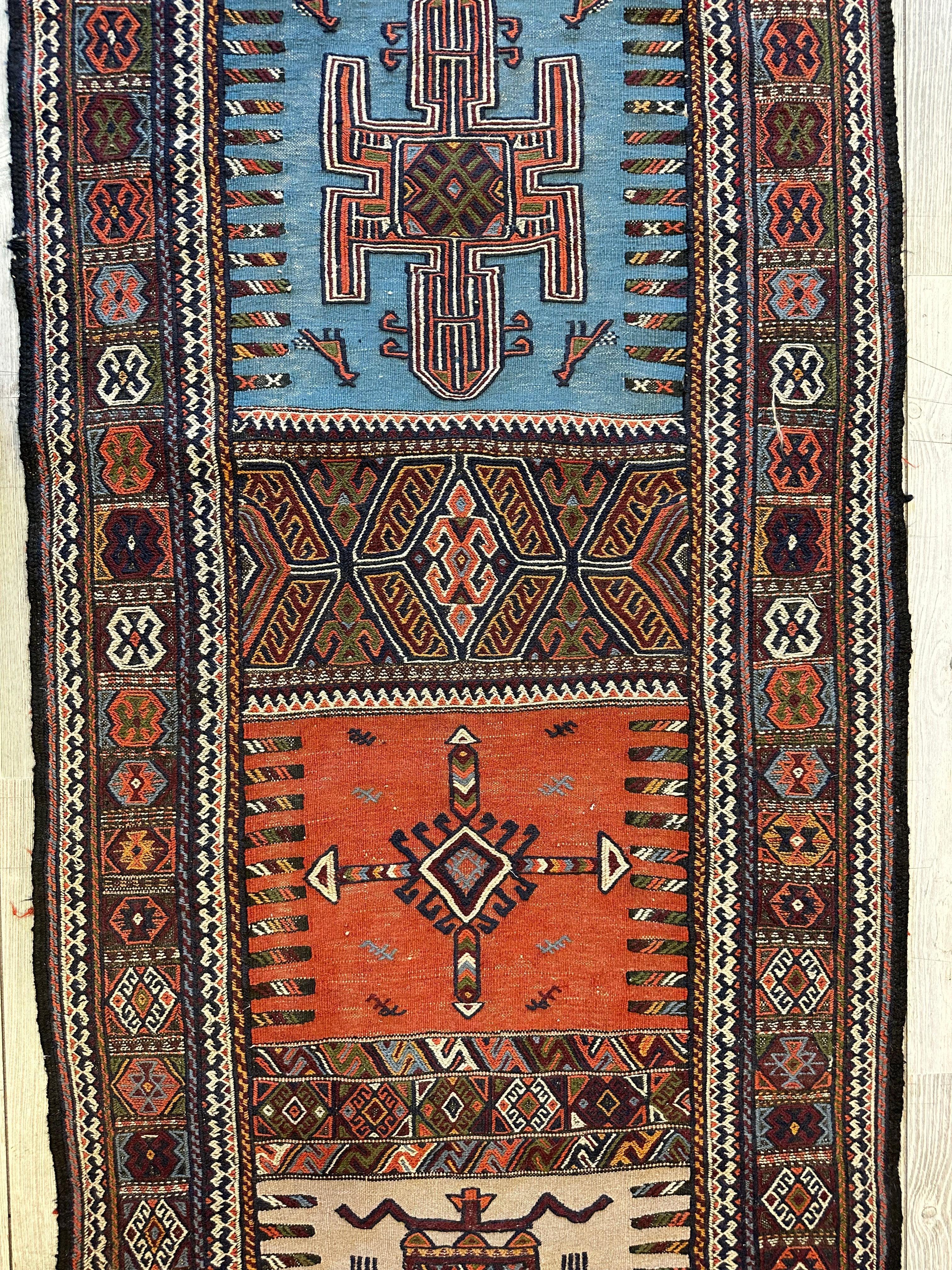 Vintage Kurdish Qochan Runner 2’9” x 12’9” - Image 3