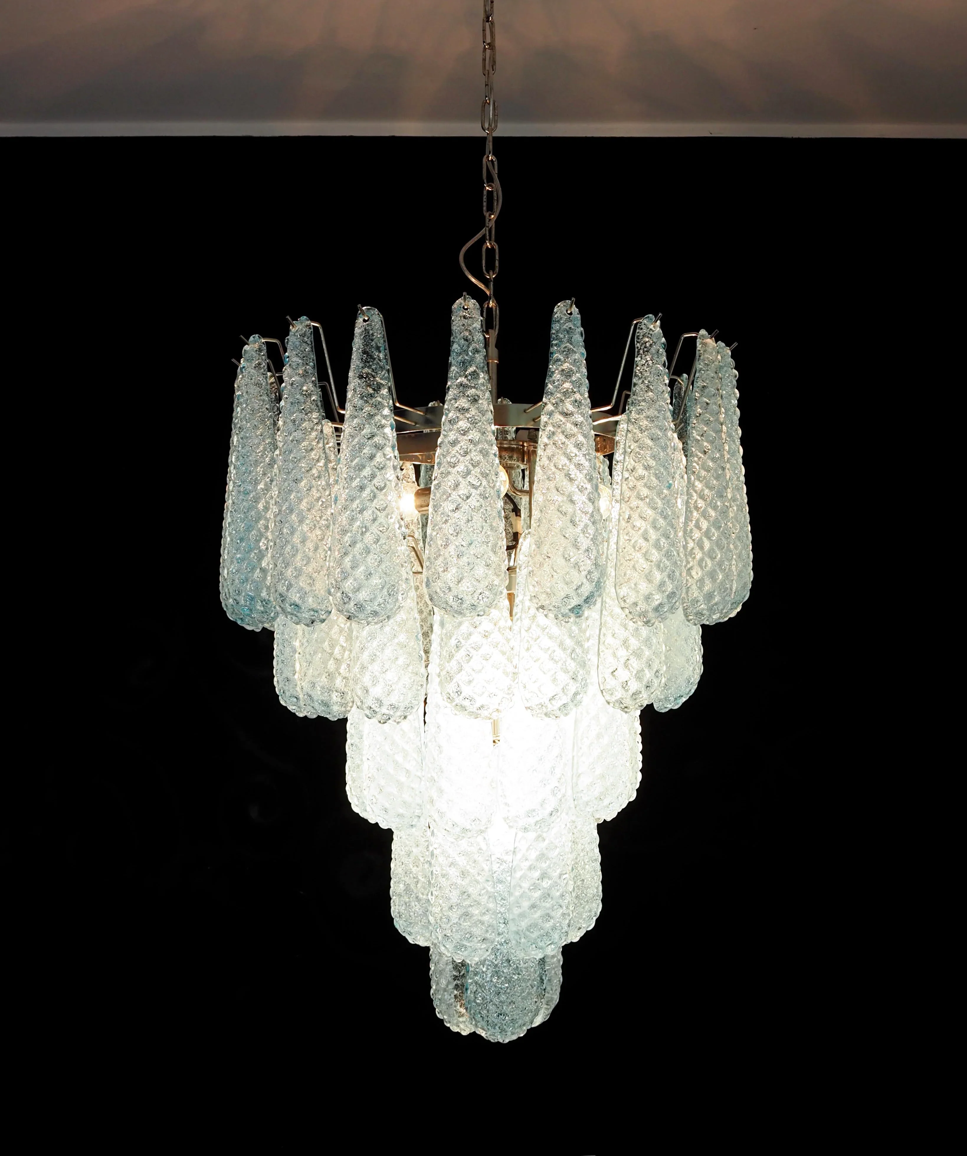 Vintage Murano Blue Petals Drop Glass Chandelier - Image 16