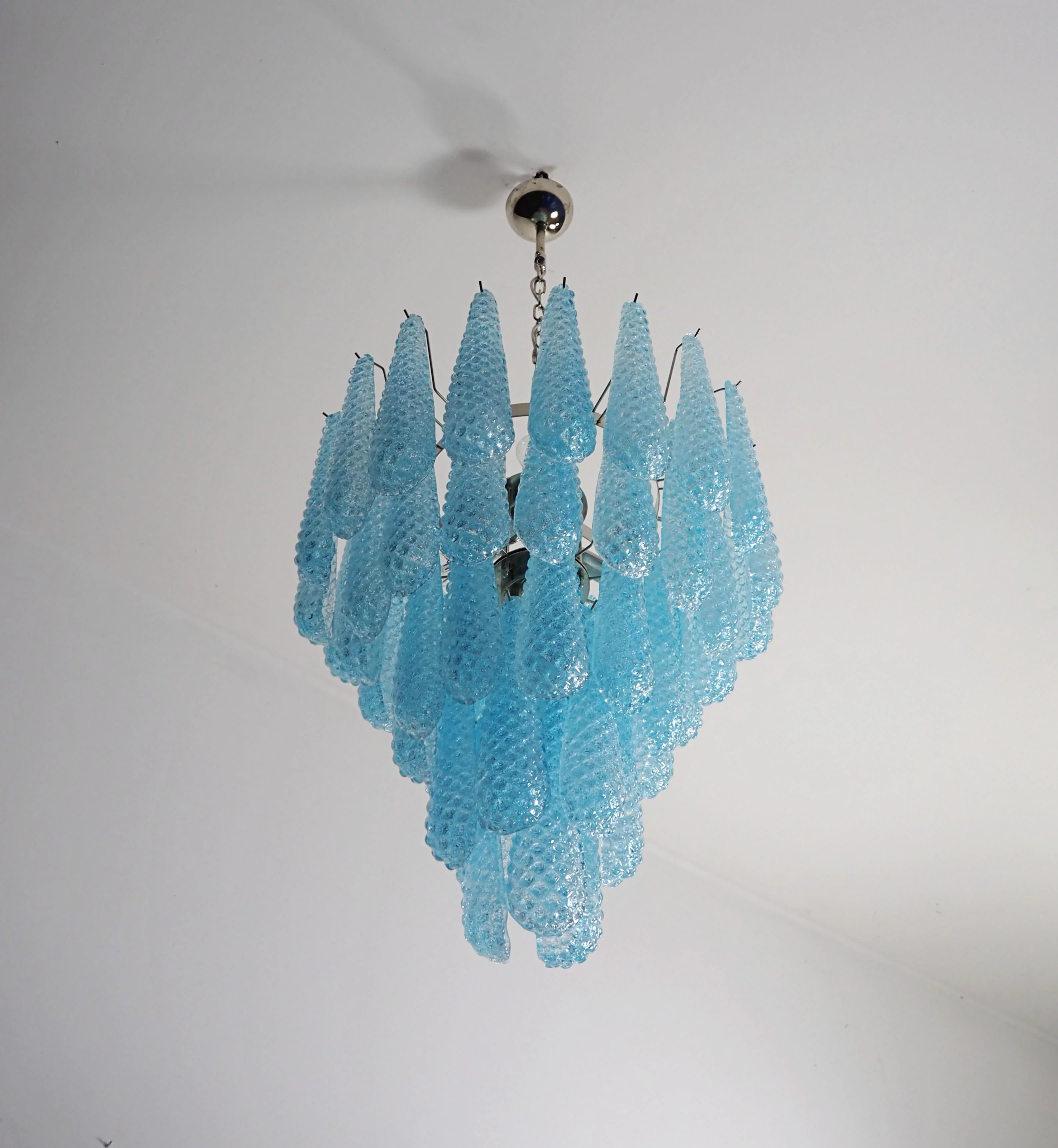 Vintage Murano Blue Petals Drop Glass Chandelier - Image 17
