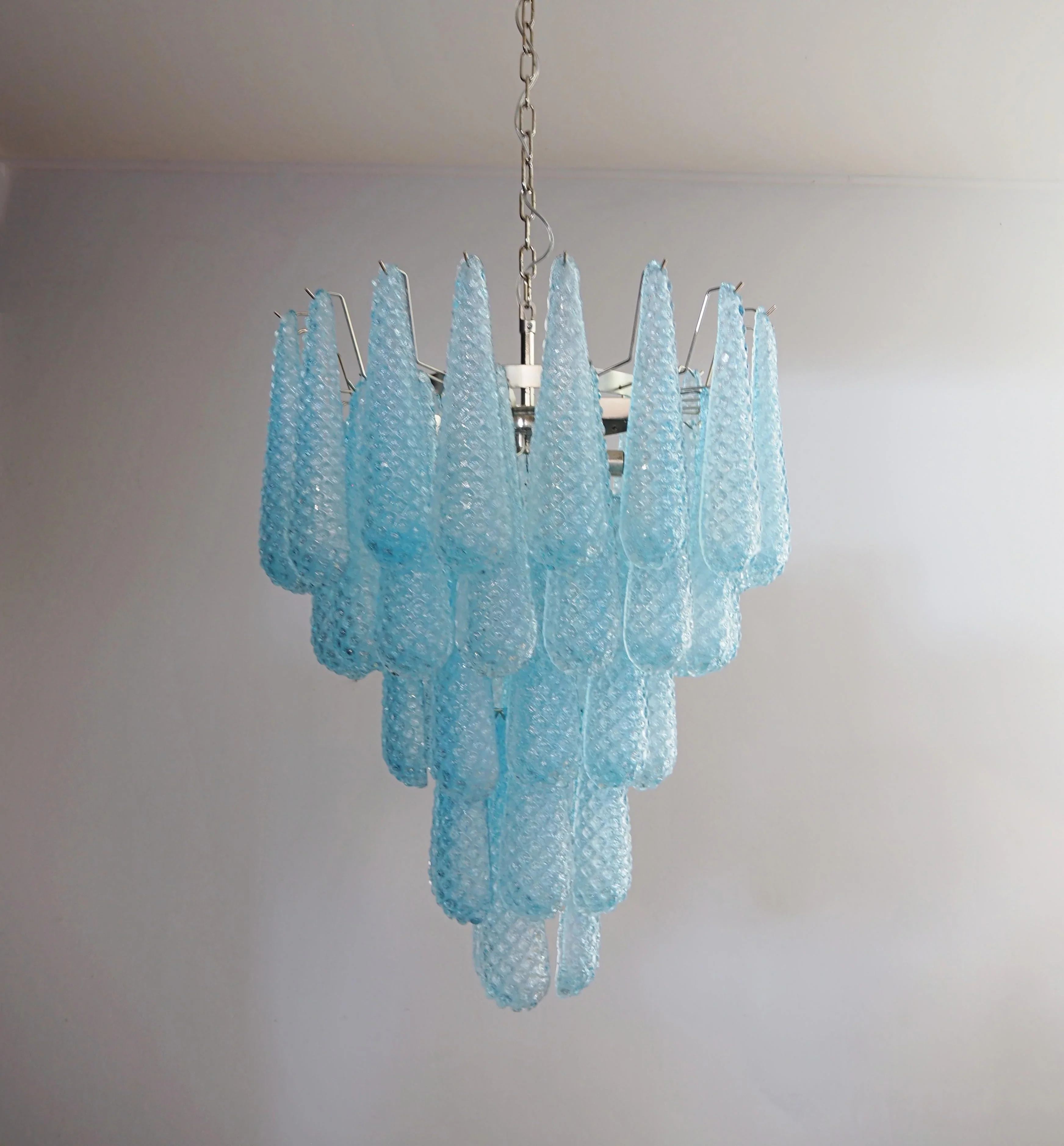 Vintage Murano Blue Petals Drop Glass Chandelier - Image 18