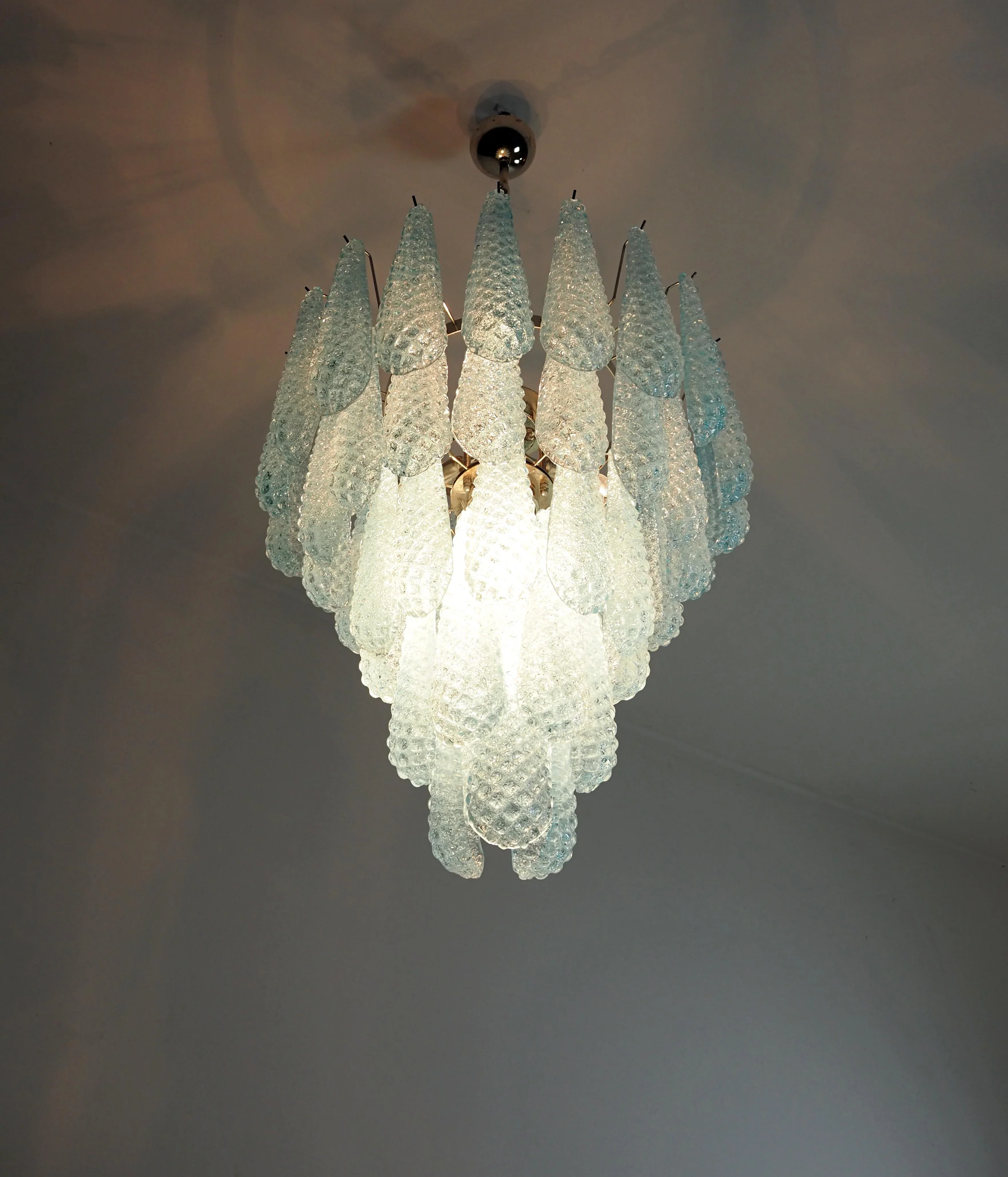 Vintage Murano Blue Petals Drop Glass Chandelier - Image 19