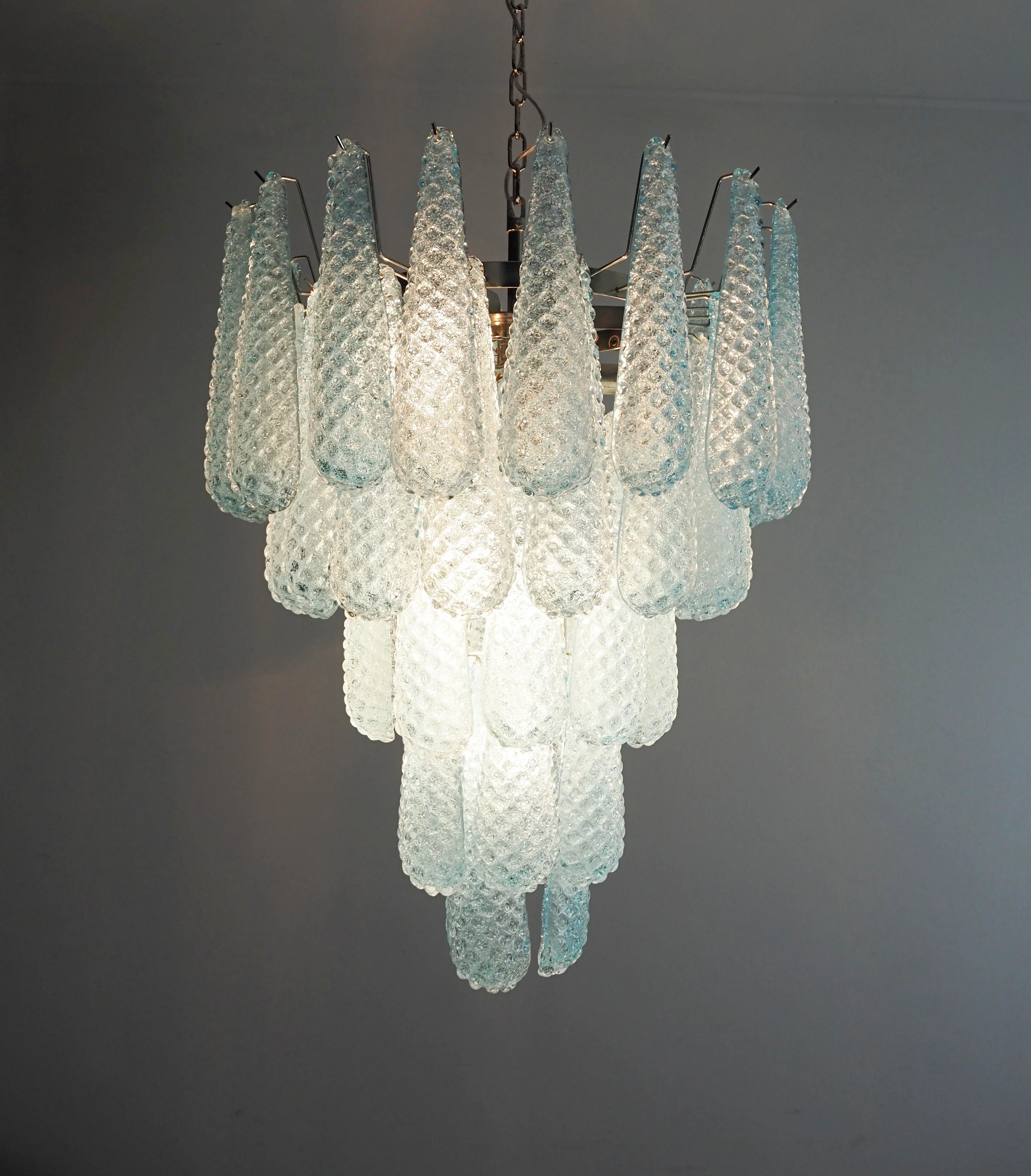 Vintage Murano Blue Petals Drop Glass Chandelier - Image 20