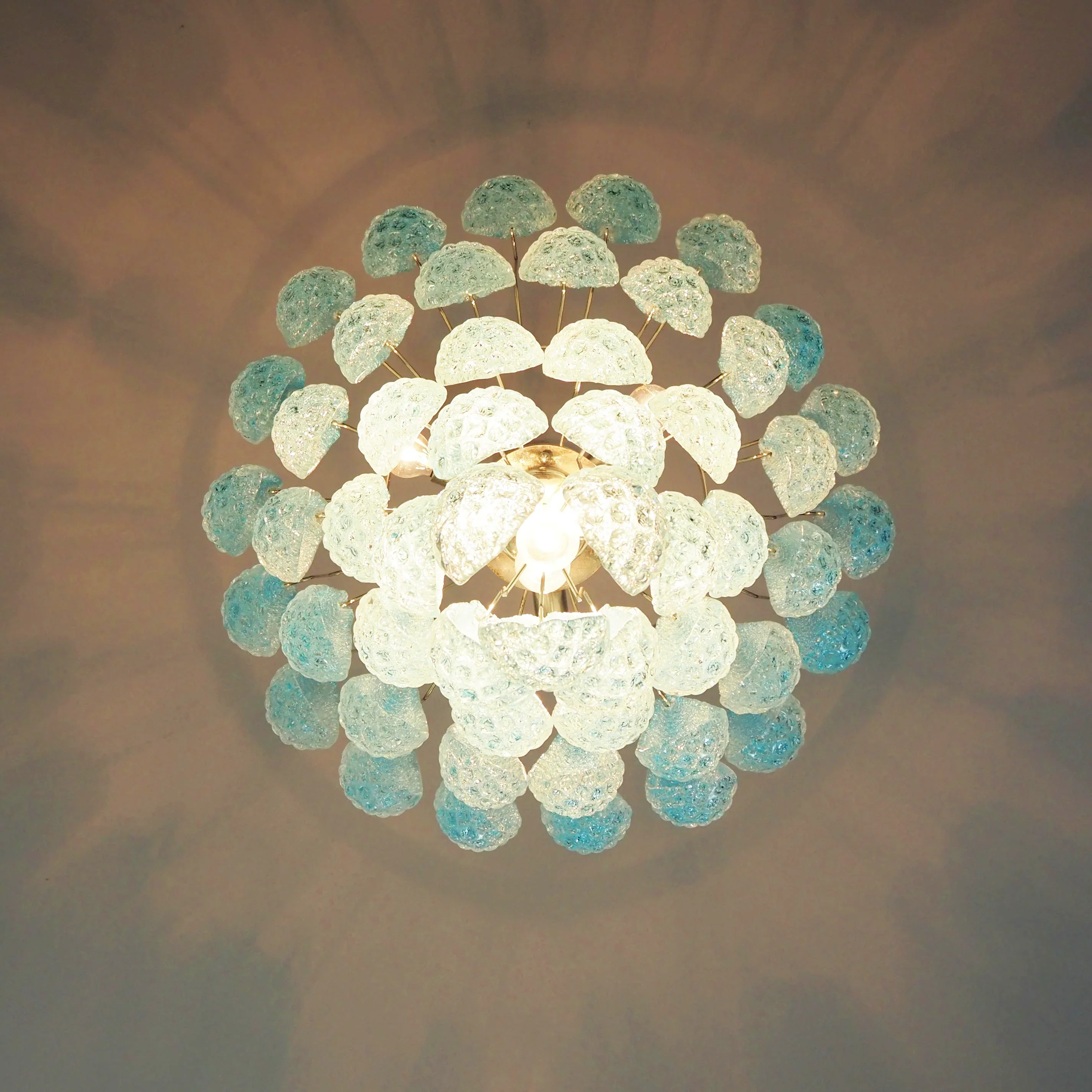 Vintage Murano Blue Petals Drop Glass Chandelier - Image 21