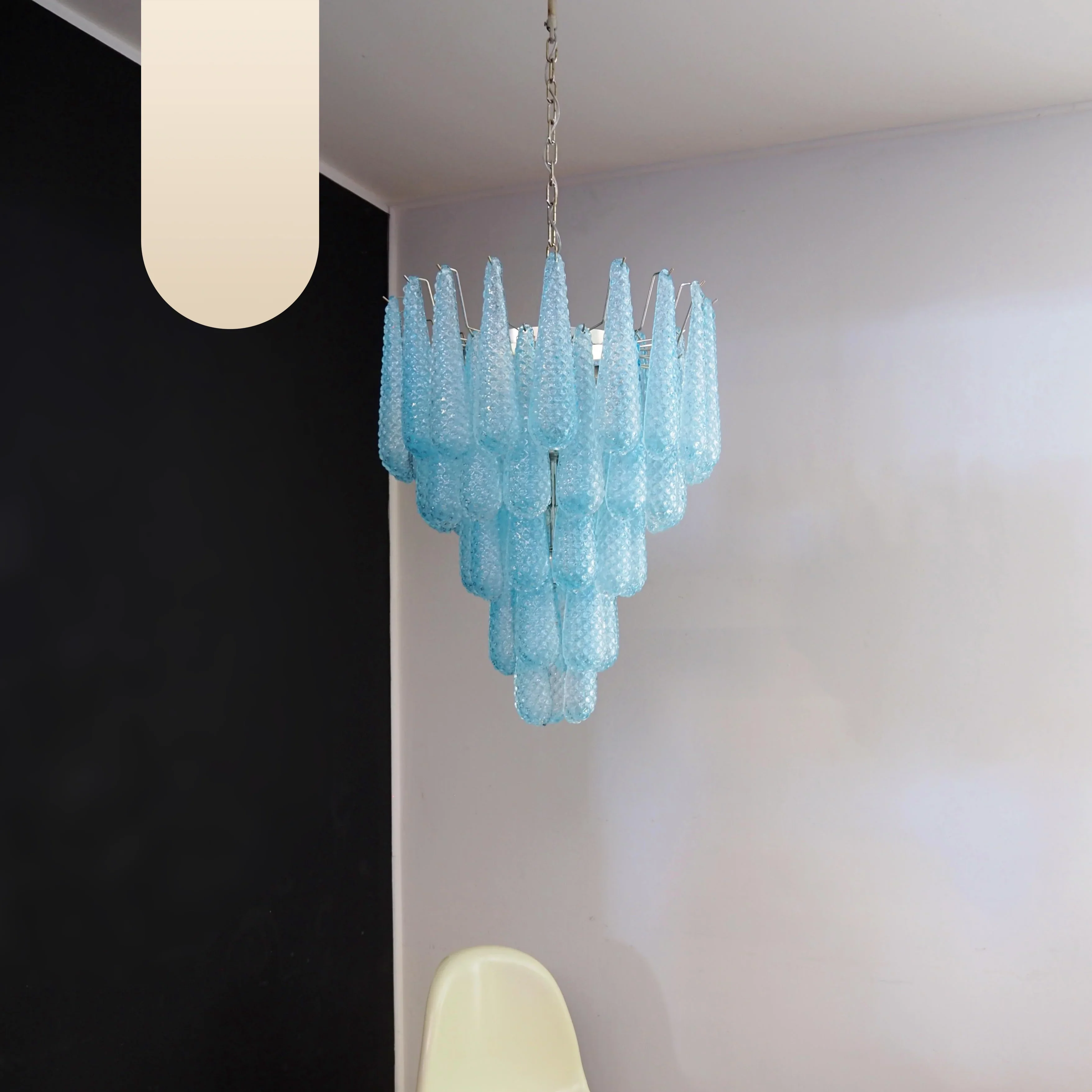 Vintage Murano Blue Petals Drop Glass Chandelier - Image 23