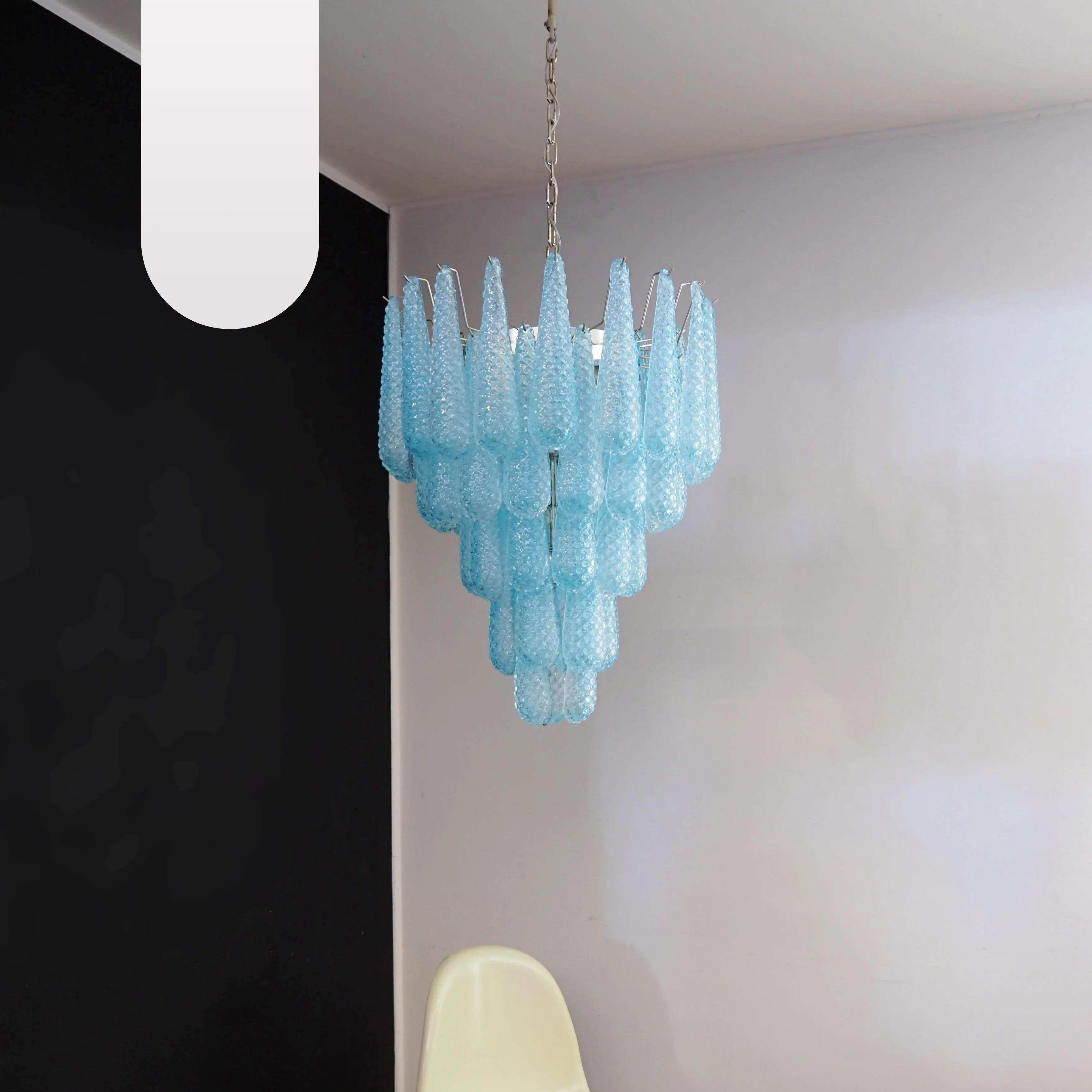 Vintage Murano Blue Petals Drop Glass Chandelier - Image 24