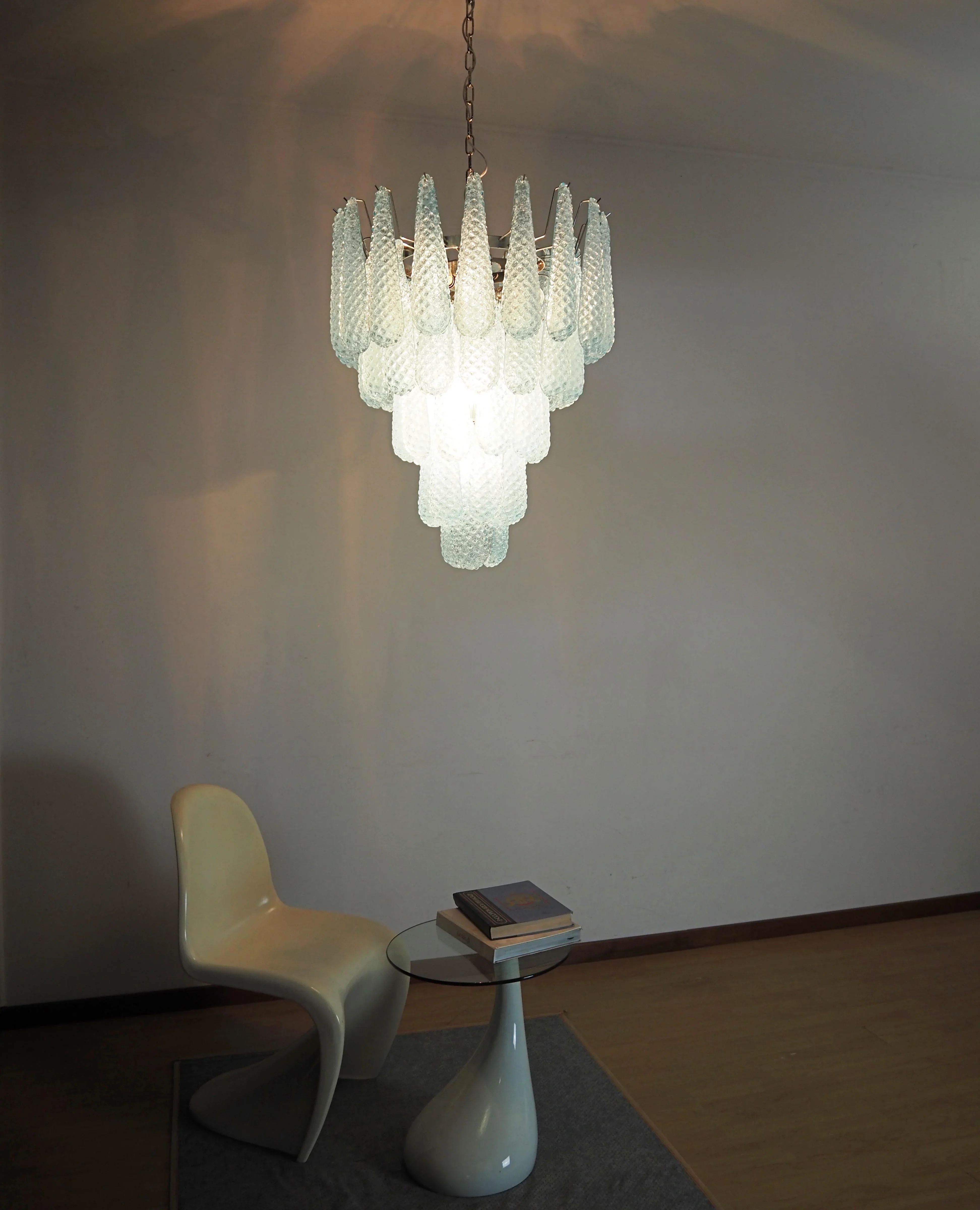 Vintage Murano Blue Petals Drop Glass Chandelier - Image 7