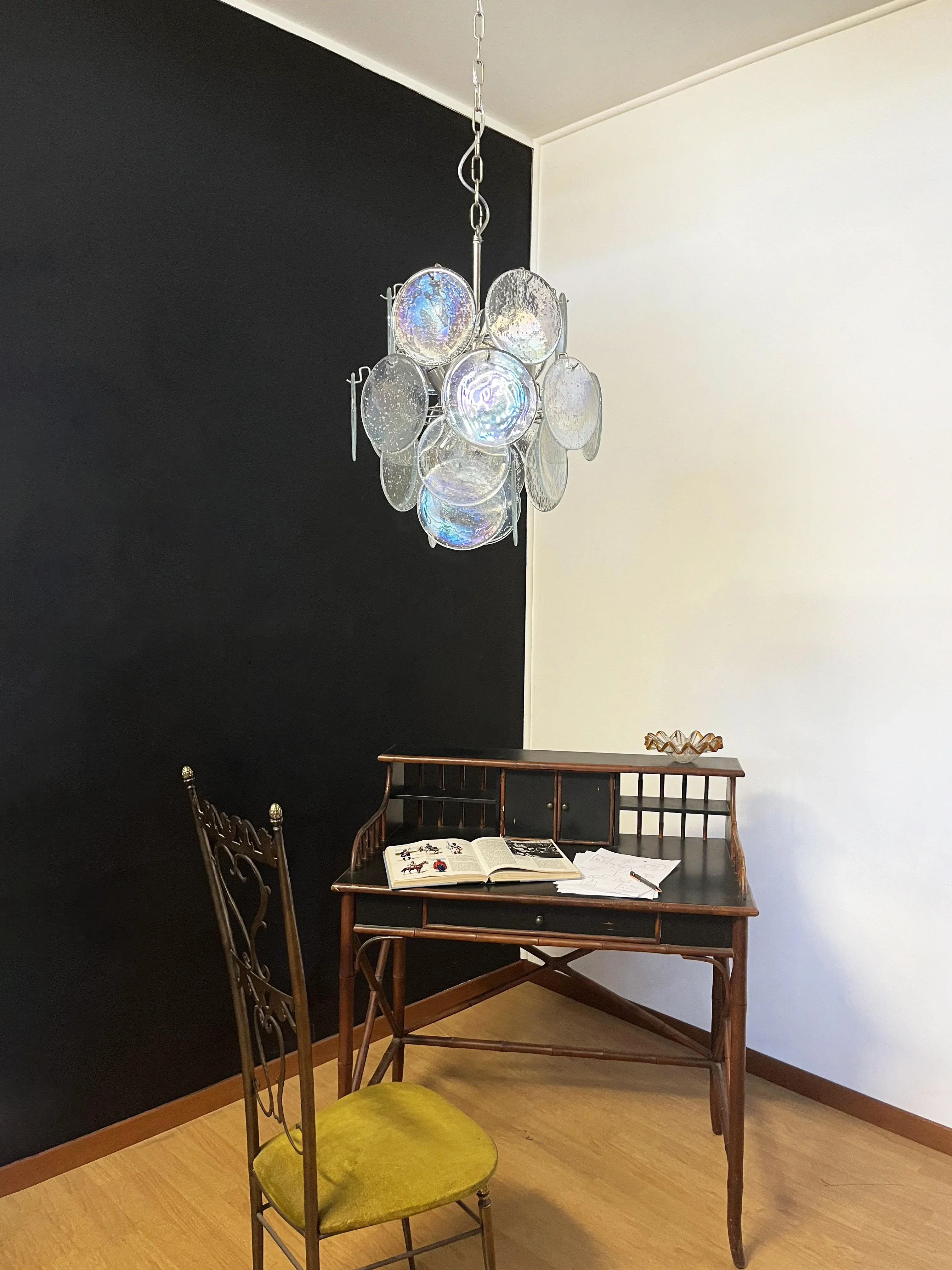 Vintage Murano Iridescent Glass Disks Chandelier - Image 13