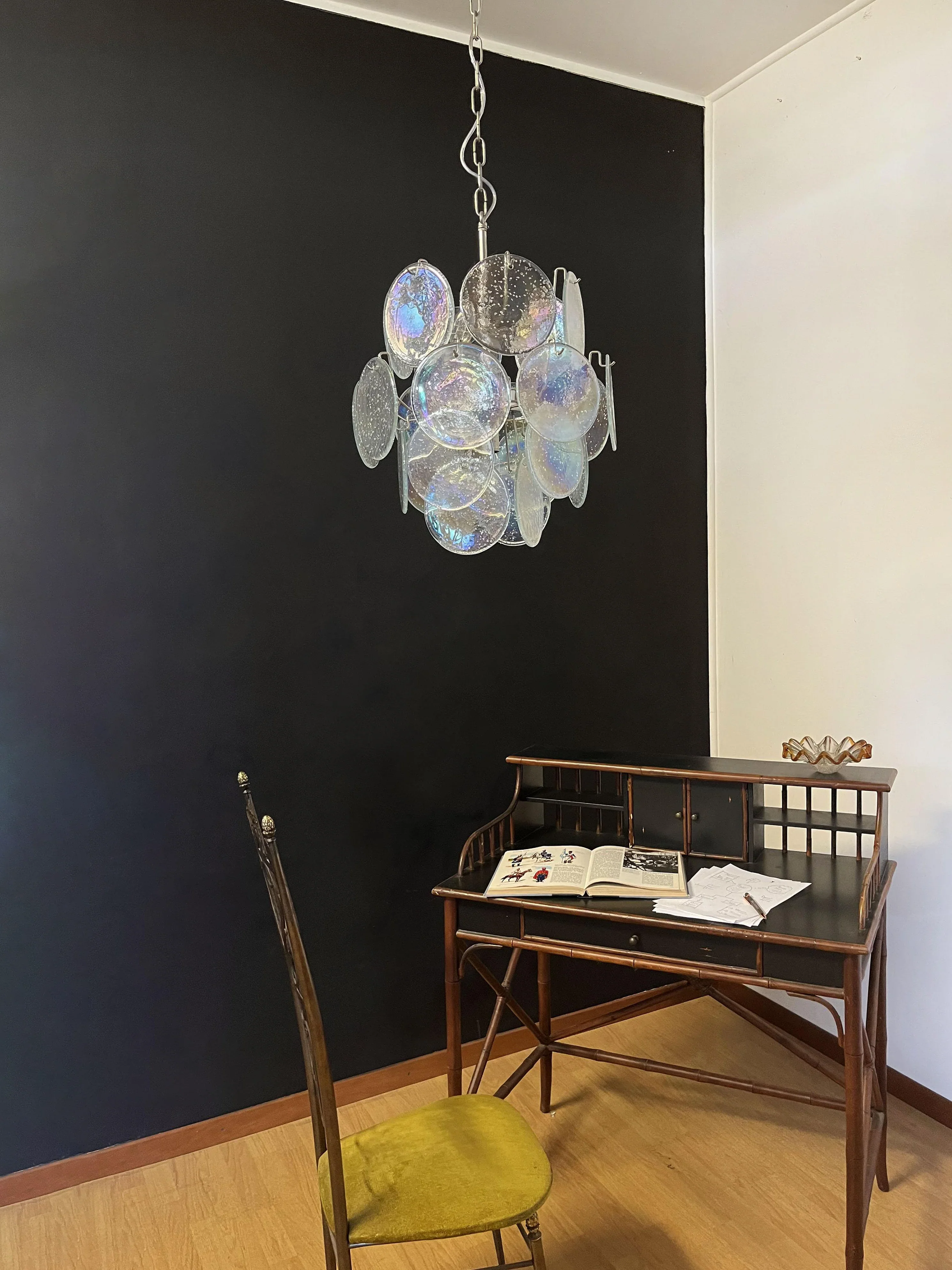 Vintage Murano Iridescent Glass Disks Chandelier - Image 14
