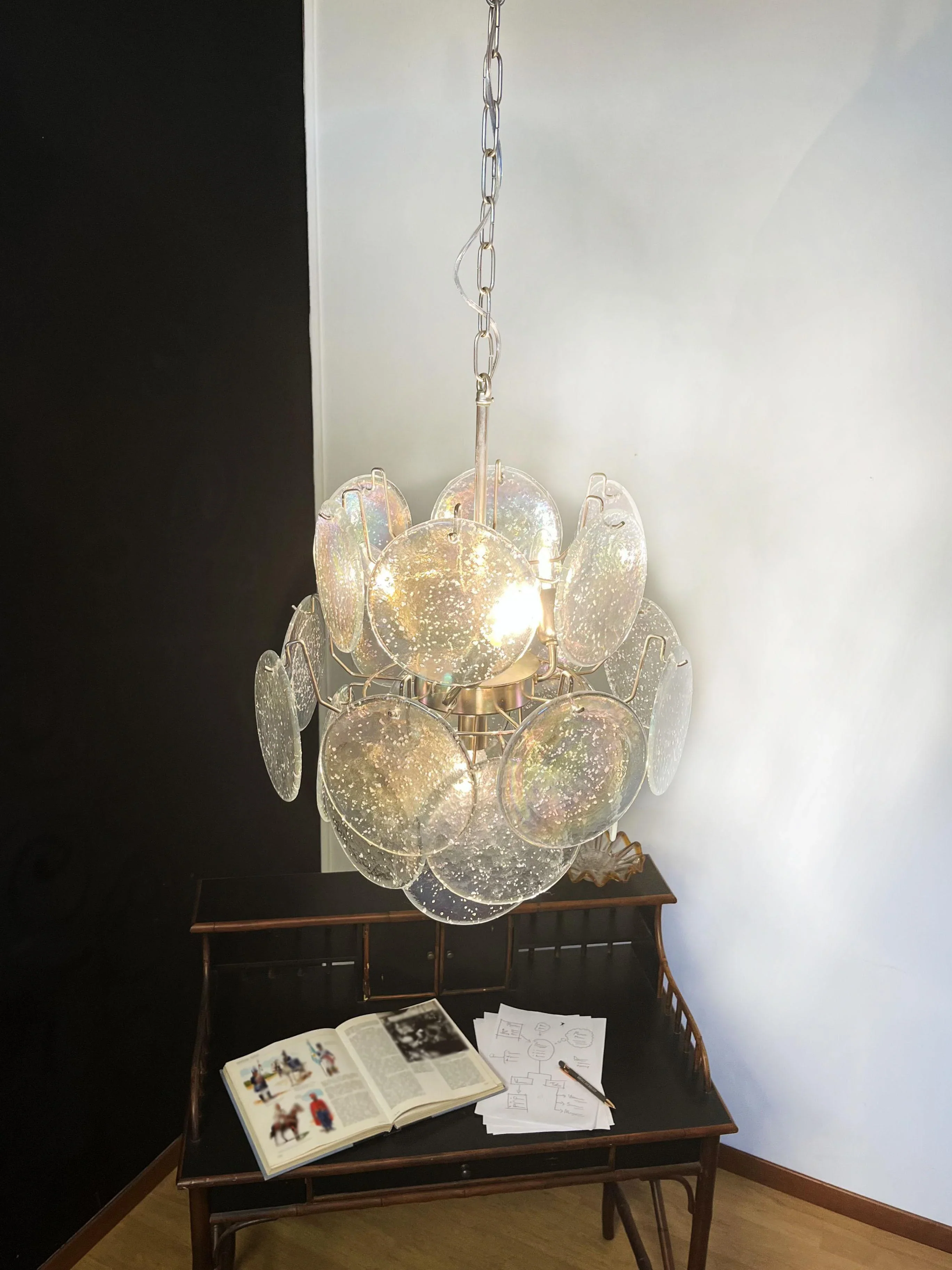 Vintage Murano Iridescent Glass Disks Chandelier - Image 17