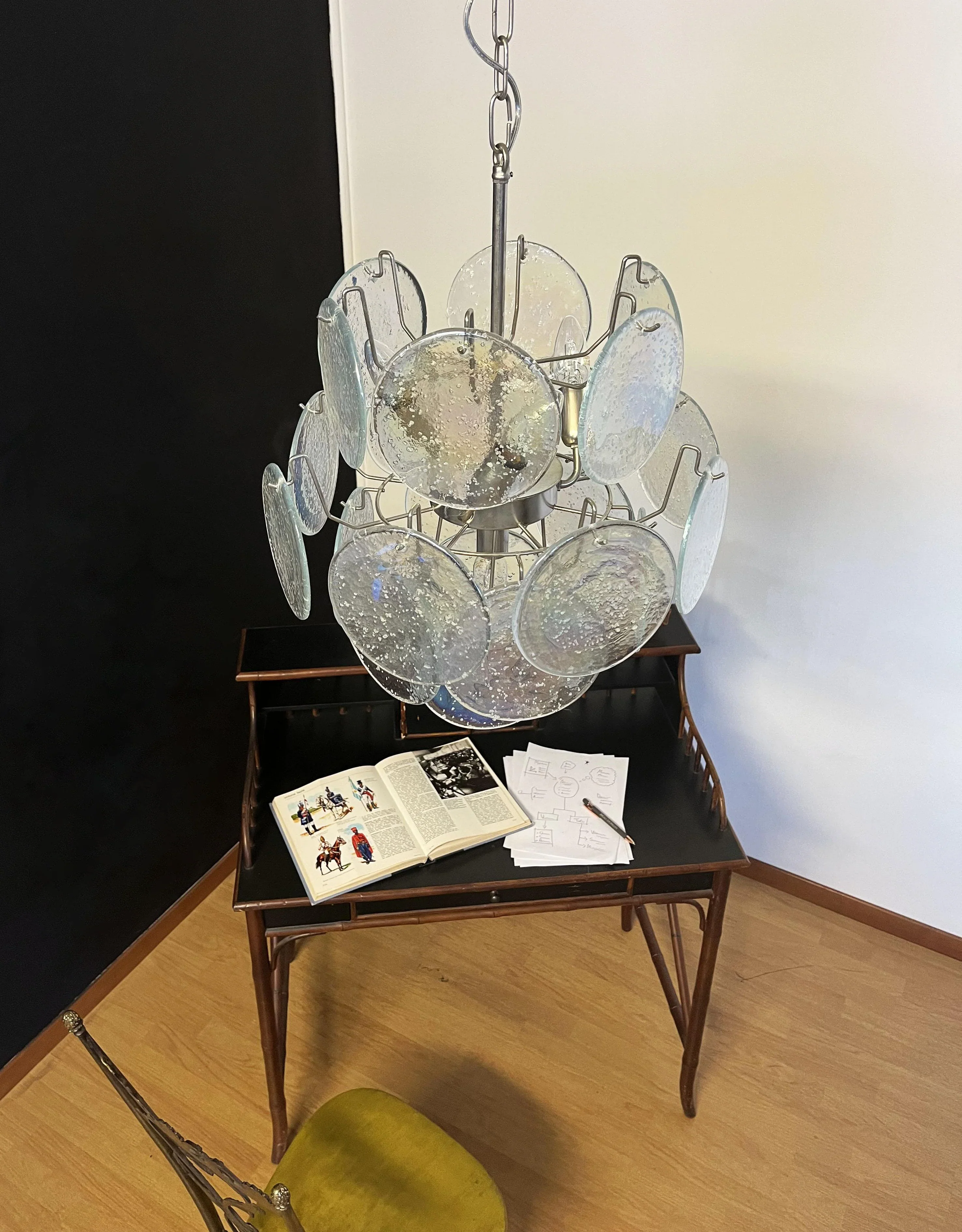 Vintage Murano Iridescent Glass Disks Chandelier - Image 18