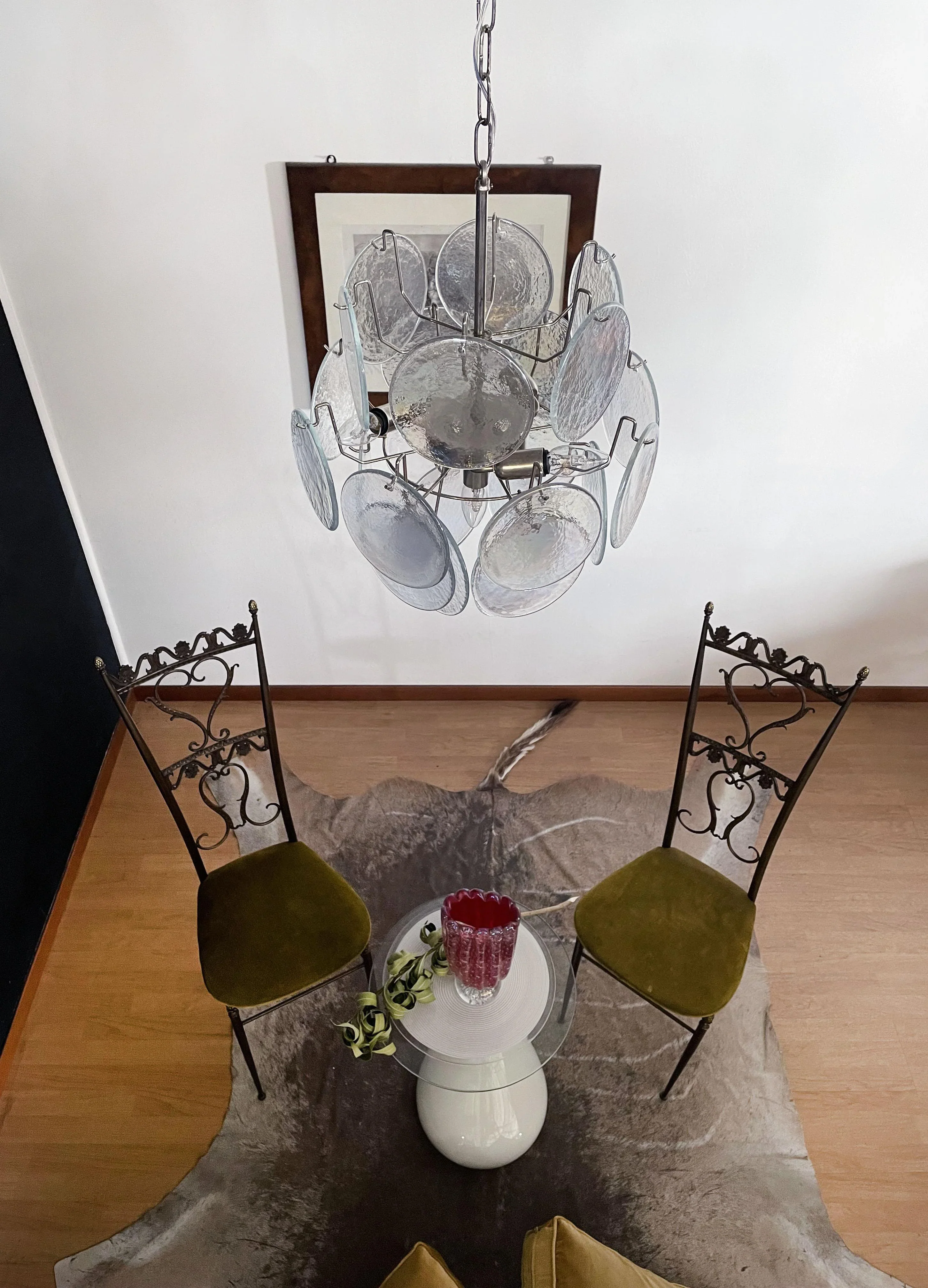 Vintage Murano Iridescent Glass Disks Chandelier - Image 19
