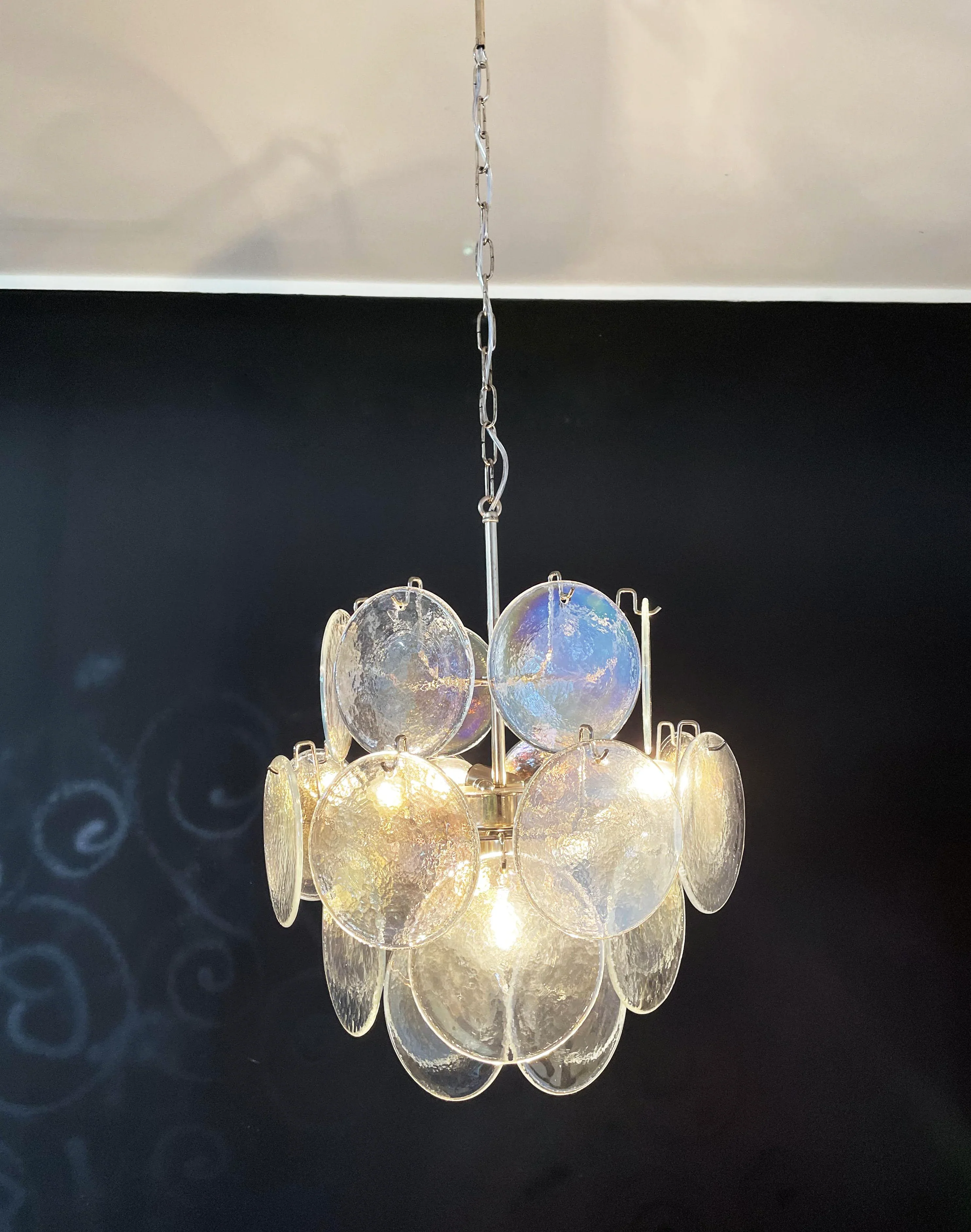 Vintage Murano Iridescent Glass Disks Chandelier - Image 20