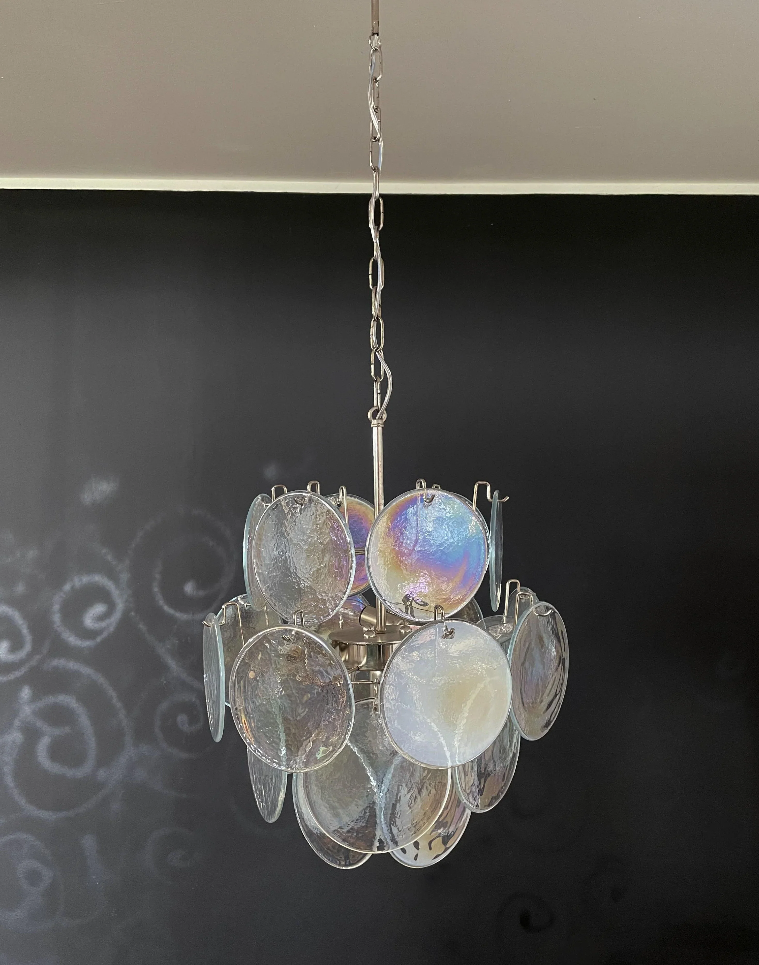Vintage Murano Iridescent Glass Disks Chandelier - Image 21