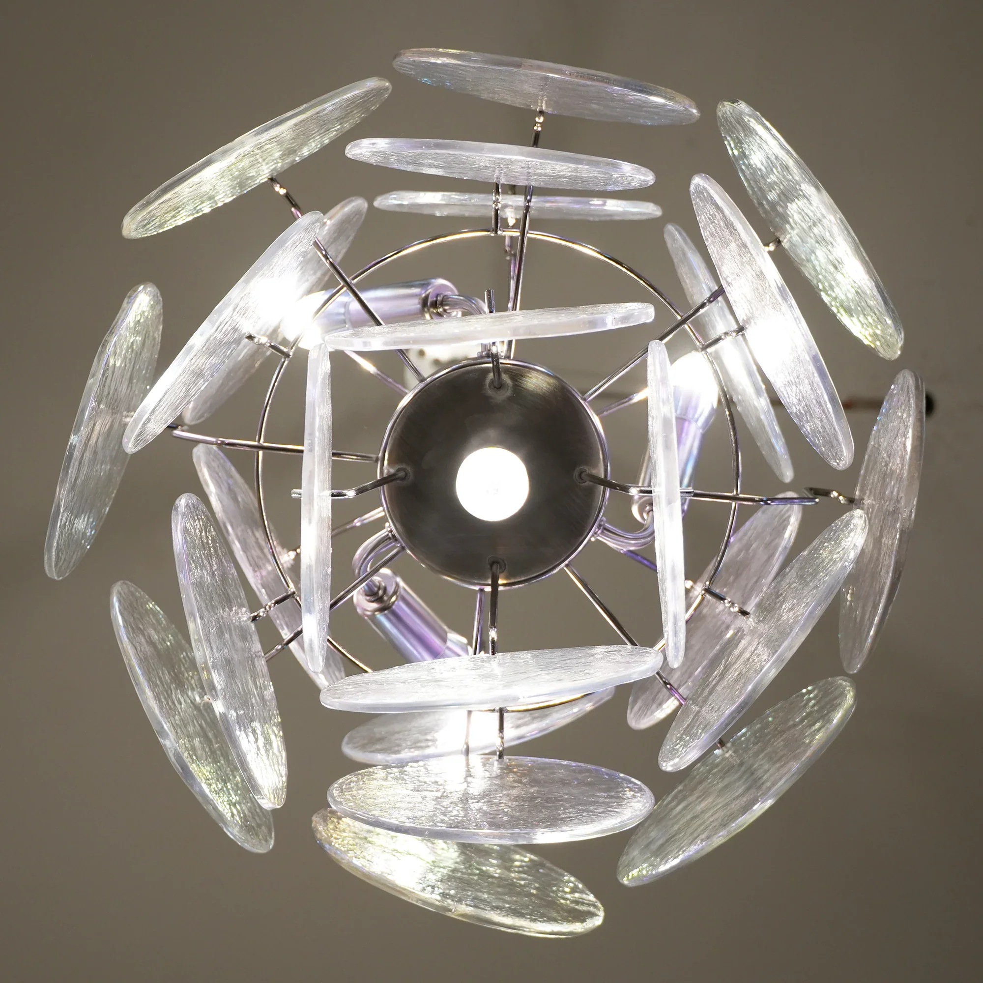 Vintage Murano Iridescent Glass Disks Chandelier - Image 24