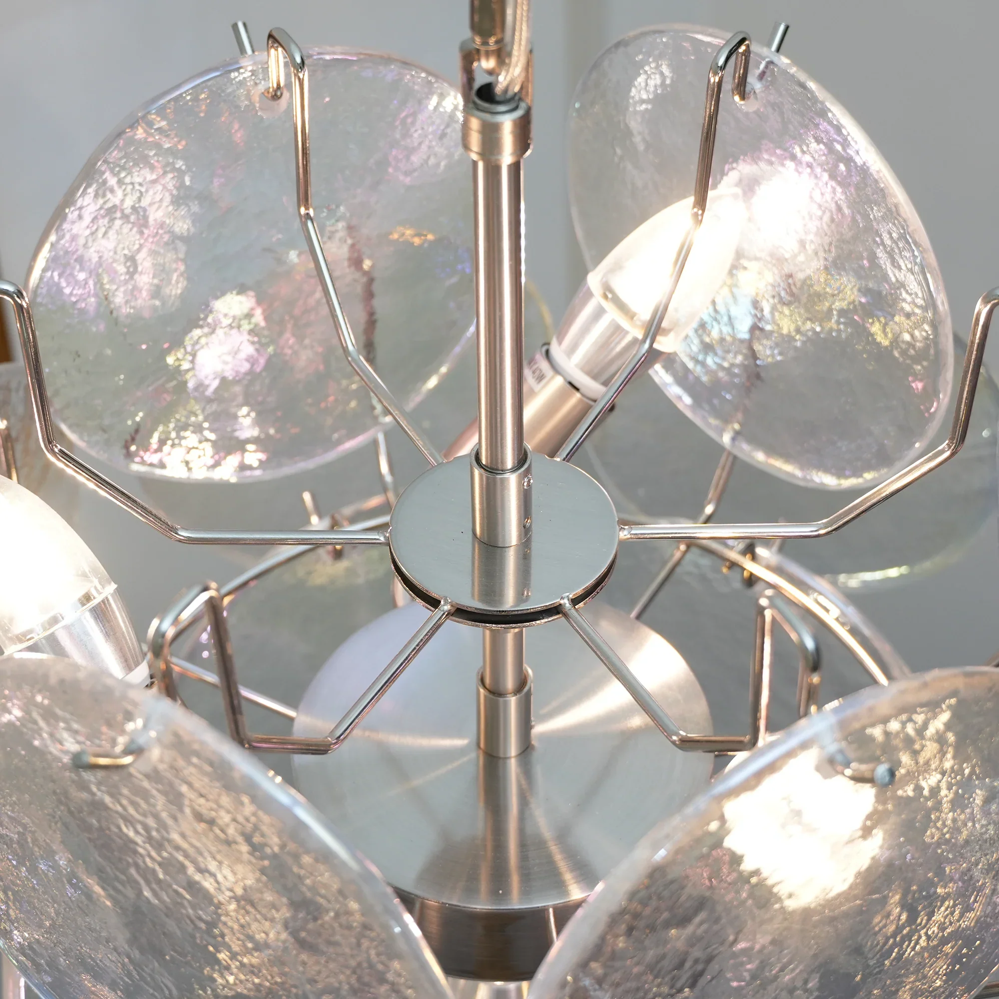 Vintage Murano Iridescent Glass Disks Chandelier - Image 25