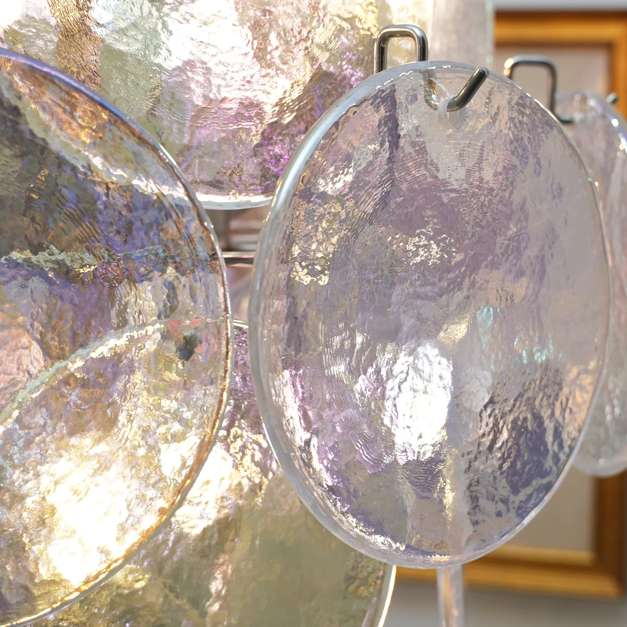 Vintage Murano Iridescent Glass Disks Chandelier - Image 26