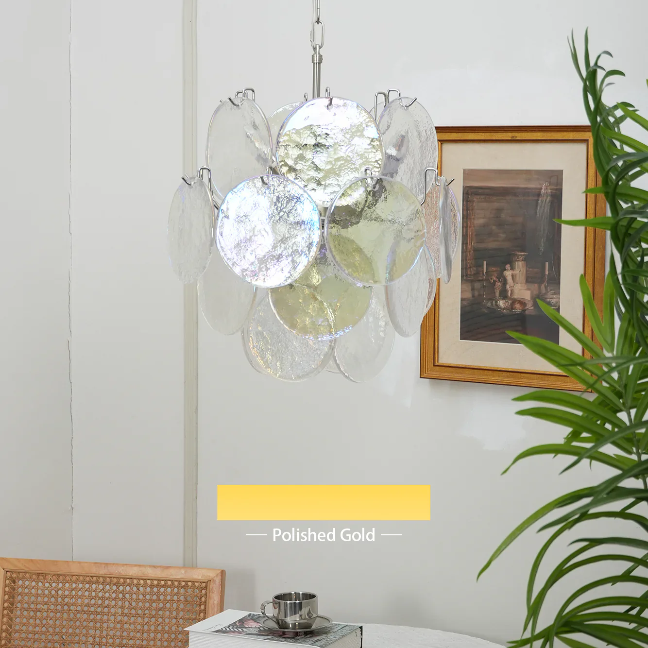 Vintage Murano Iridescent Glass Disks Chandelier - Image 29