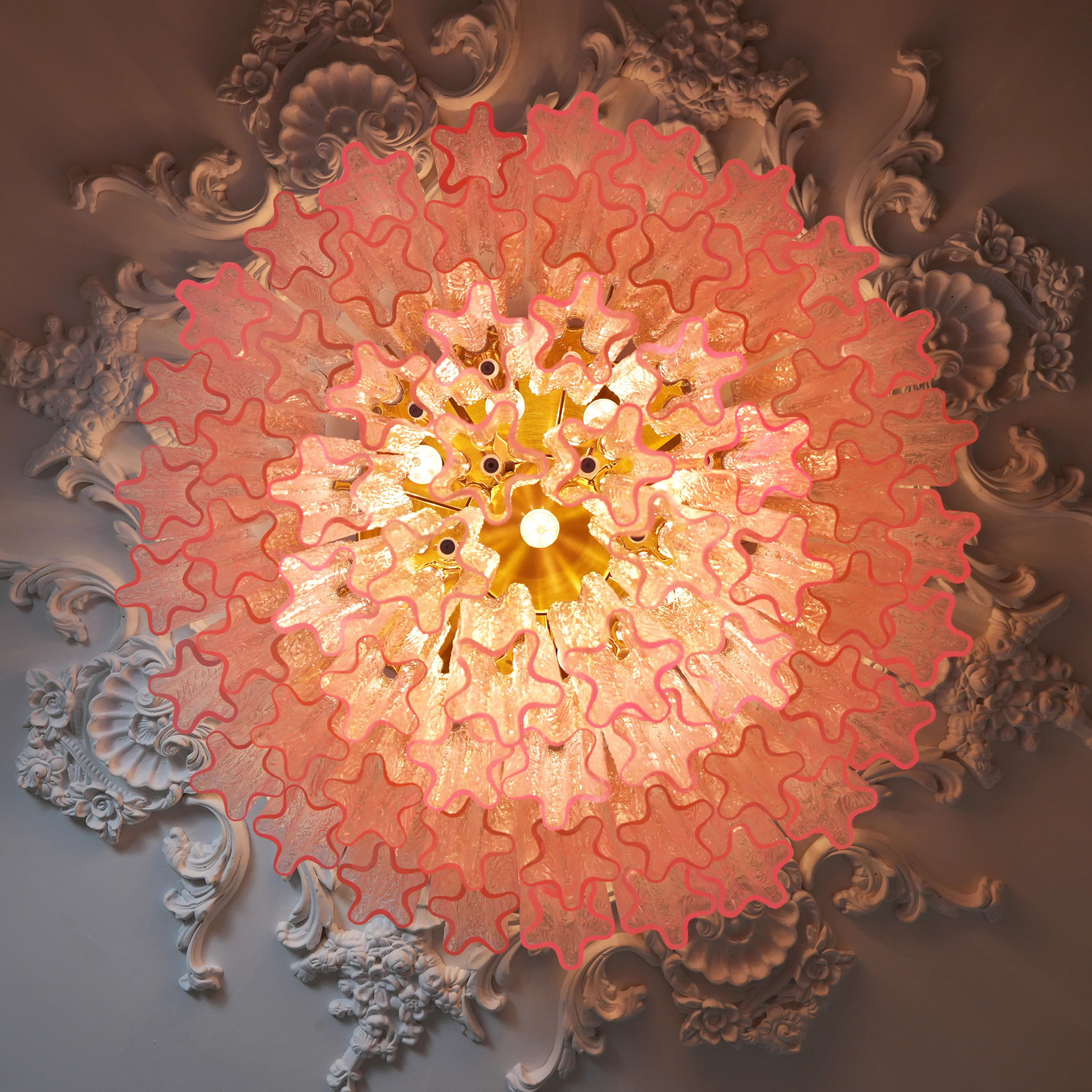 Vintage Murano Pink Glass Ceiling Light - Image 10