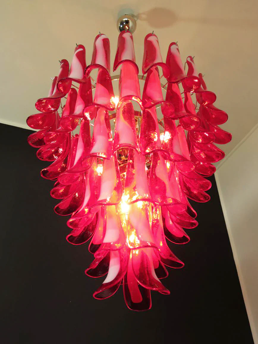 Vintage Murano Red Glass Petals Chandelier - Image 11