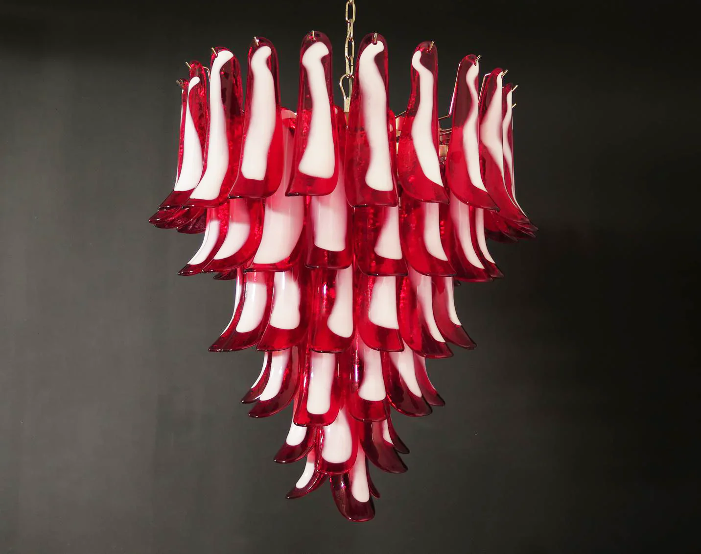 Vintage Murano Red Glass Petals Chandelier - Image 13