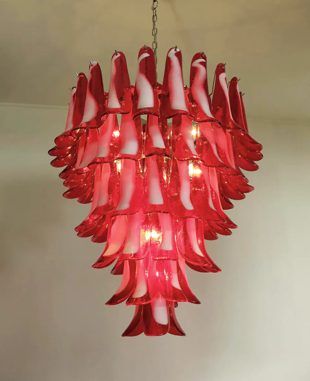 Vintage Murano Red Glass Petals Chandelier - Image 14